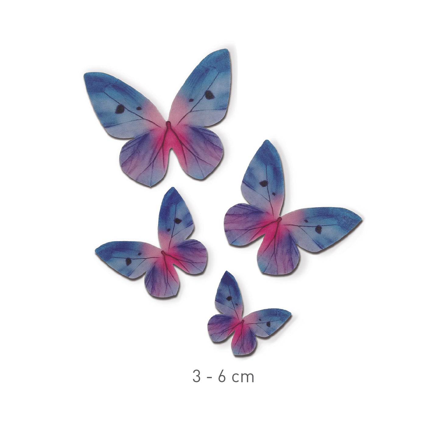 MARIPOSAS DE OBLEA TONOS AZULES 3-6CM