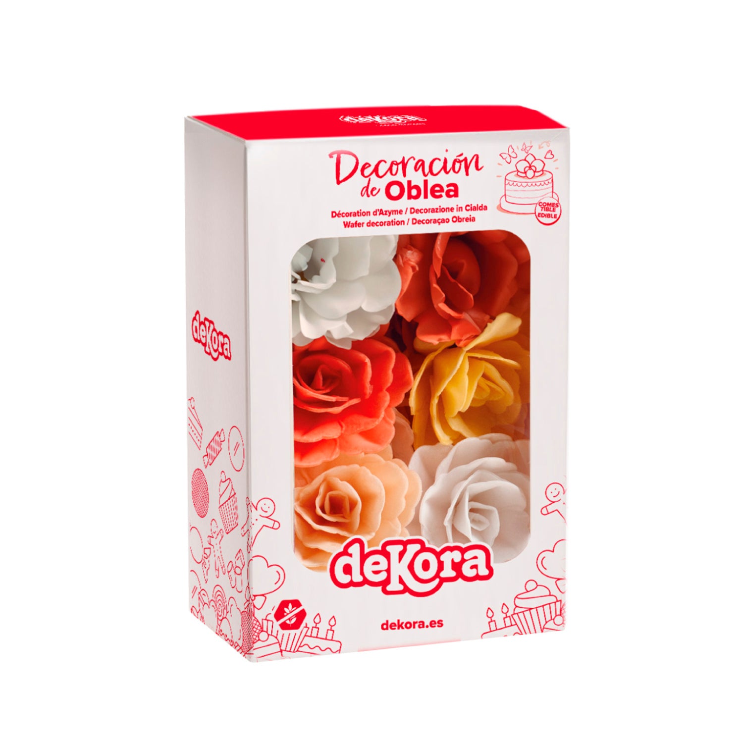 BOX OF 15 AUTUMN WAFER ROSES ASSORTED COLORS Ø 7CM