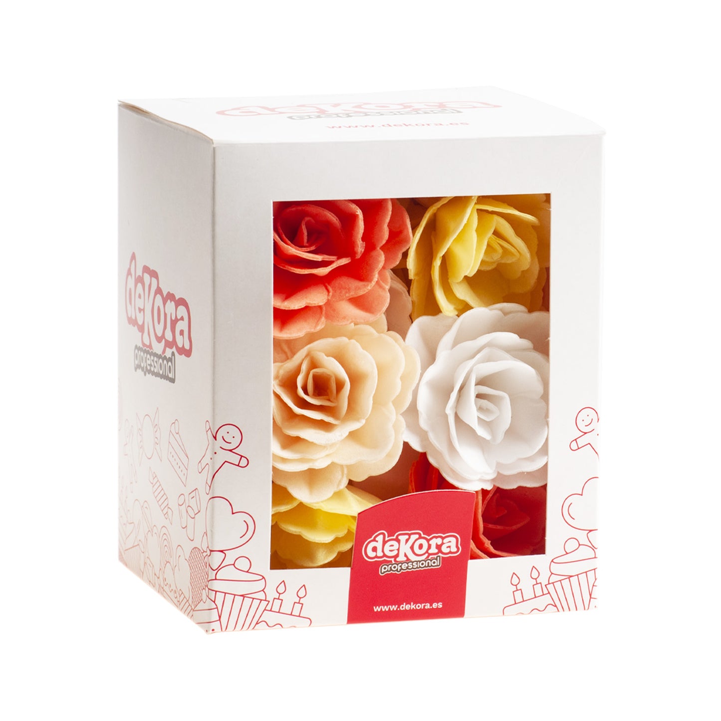 CAJA DE 15 ROSAS DE OBLEA OTOÑO COLORES SURTIDOS Ø 7CM