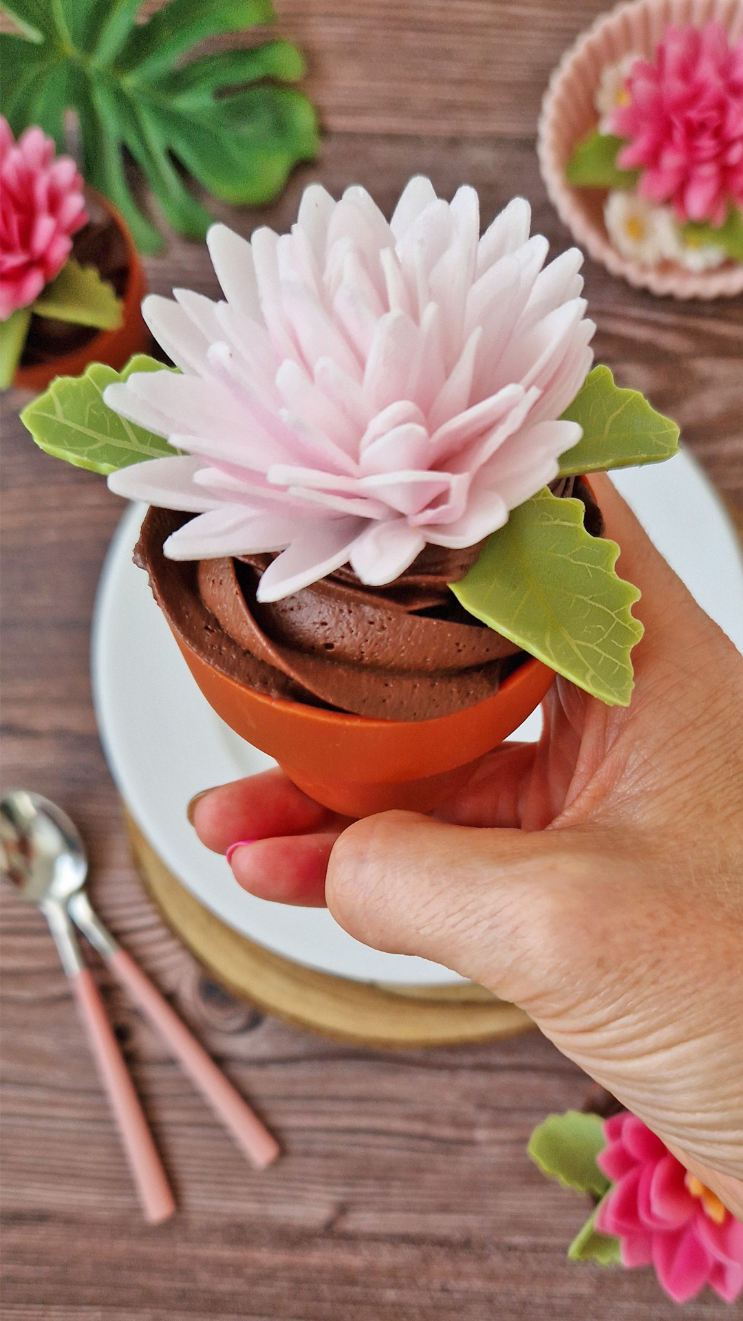 FLOR OTOÑO GIGANTE OBLEA COLOR ROSADO Ø 12.5CM