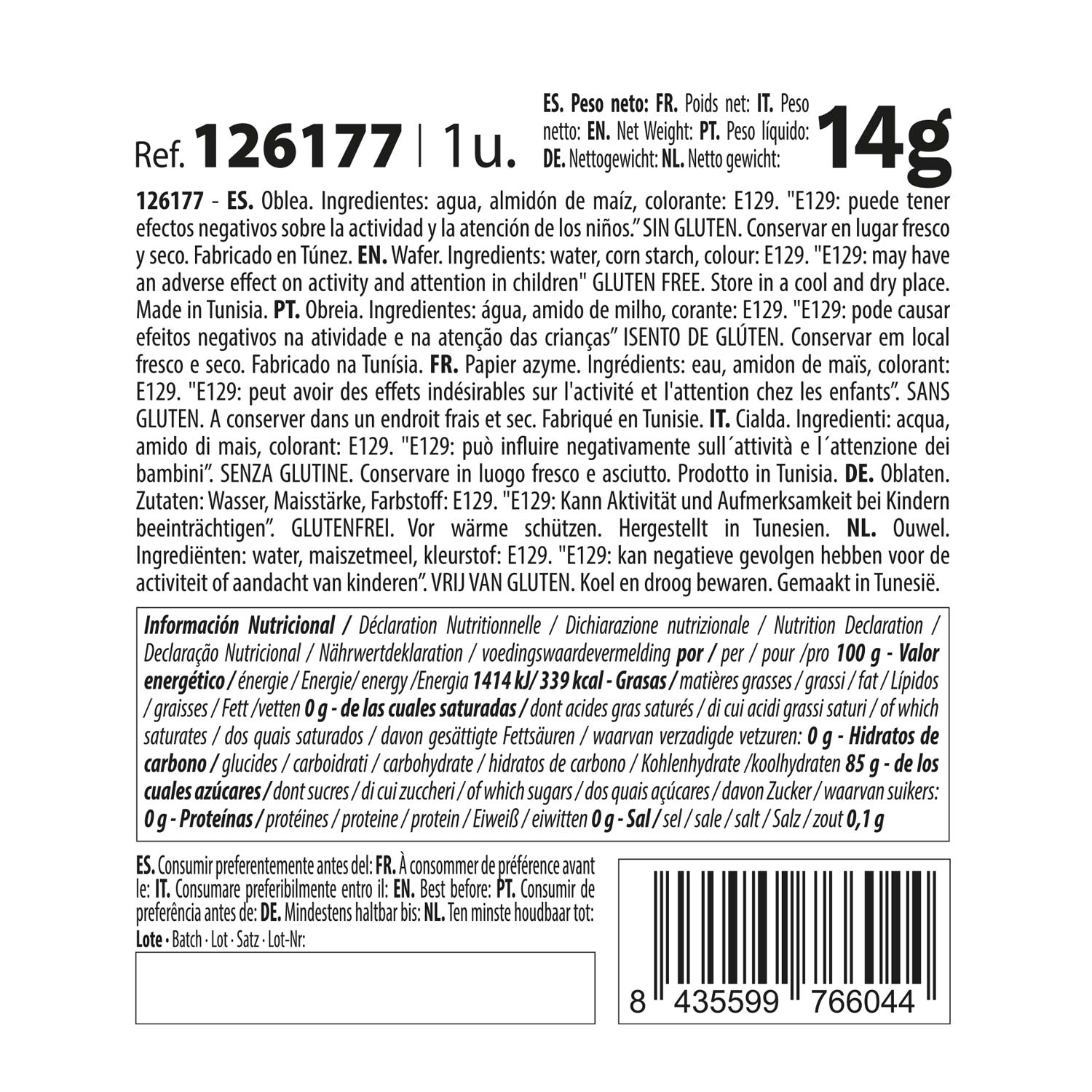 NENÚFAR WAFER COR LARANJA 14CM