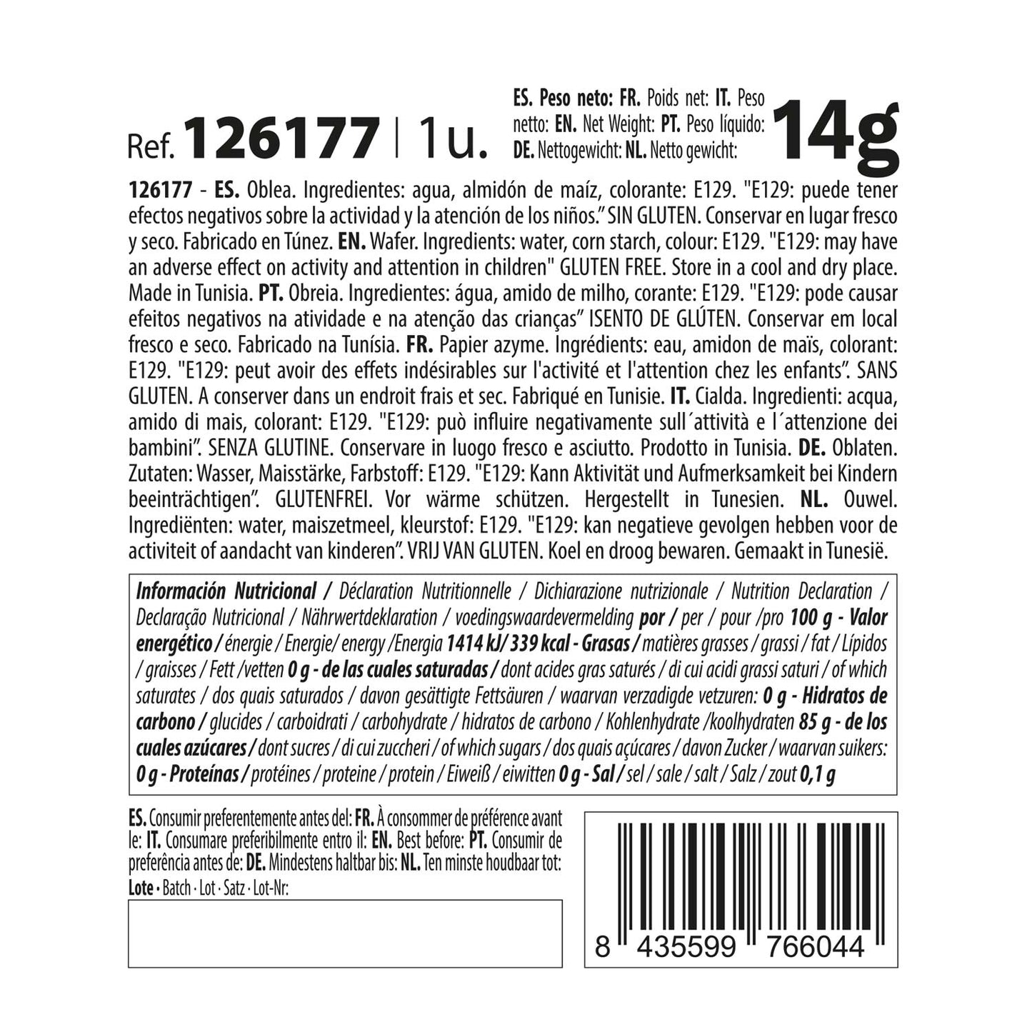 NENÚFAR WAFER COR LARANJA 14CM