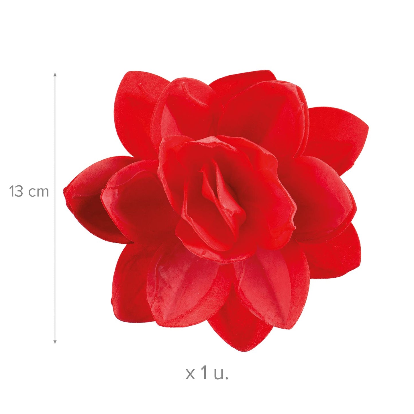 FLEUR DE GAUFRETTE ROUGE 13CM