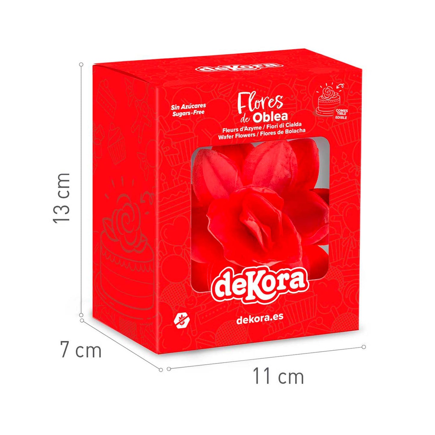 FLEUR DE GAUFRETTE ROUGE 13CM