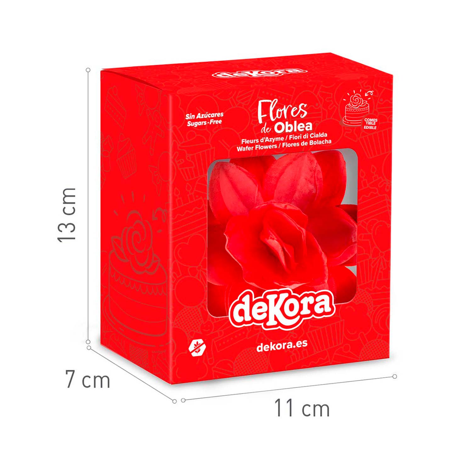 FLEUR DE GAUFRETTE ROUGE 13CM