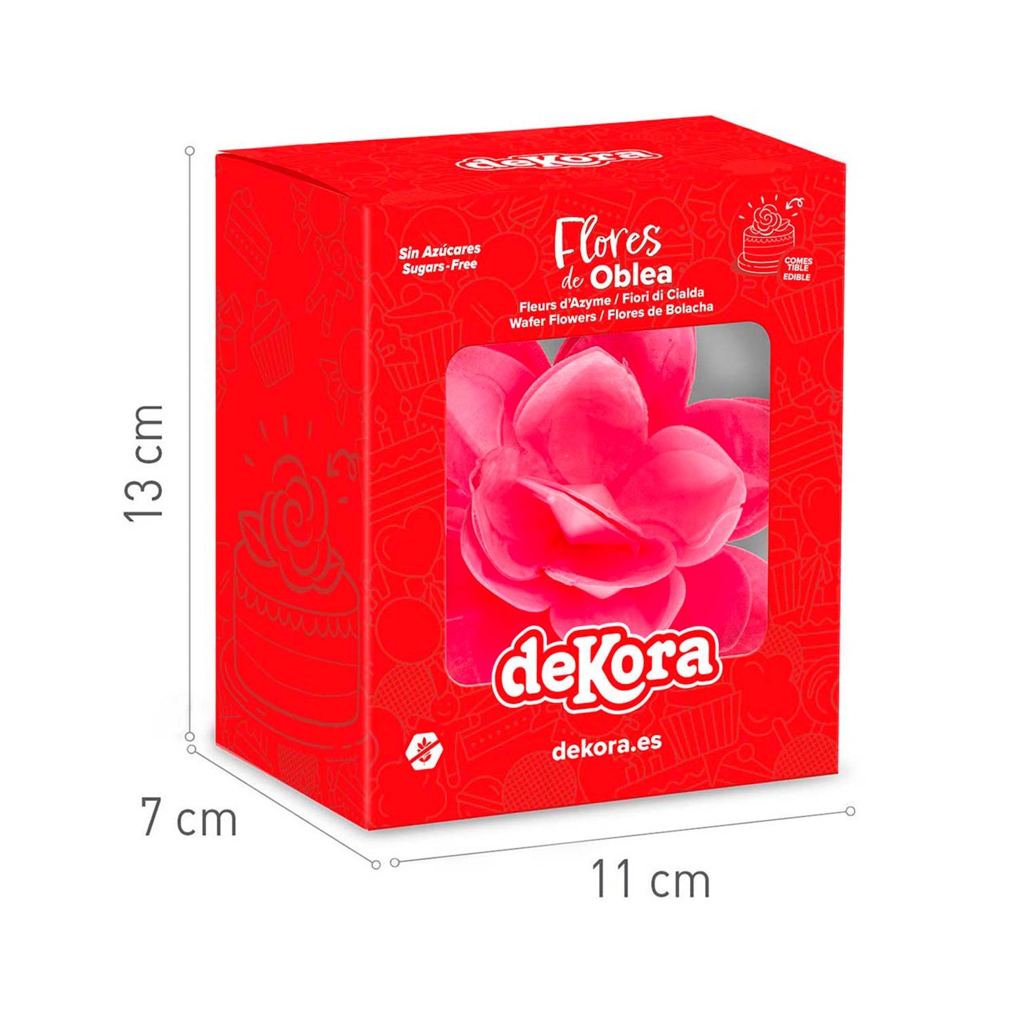 FLOR DE OBLEA COLOR ROSA 13CM