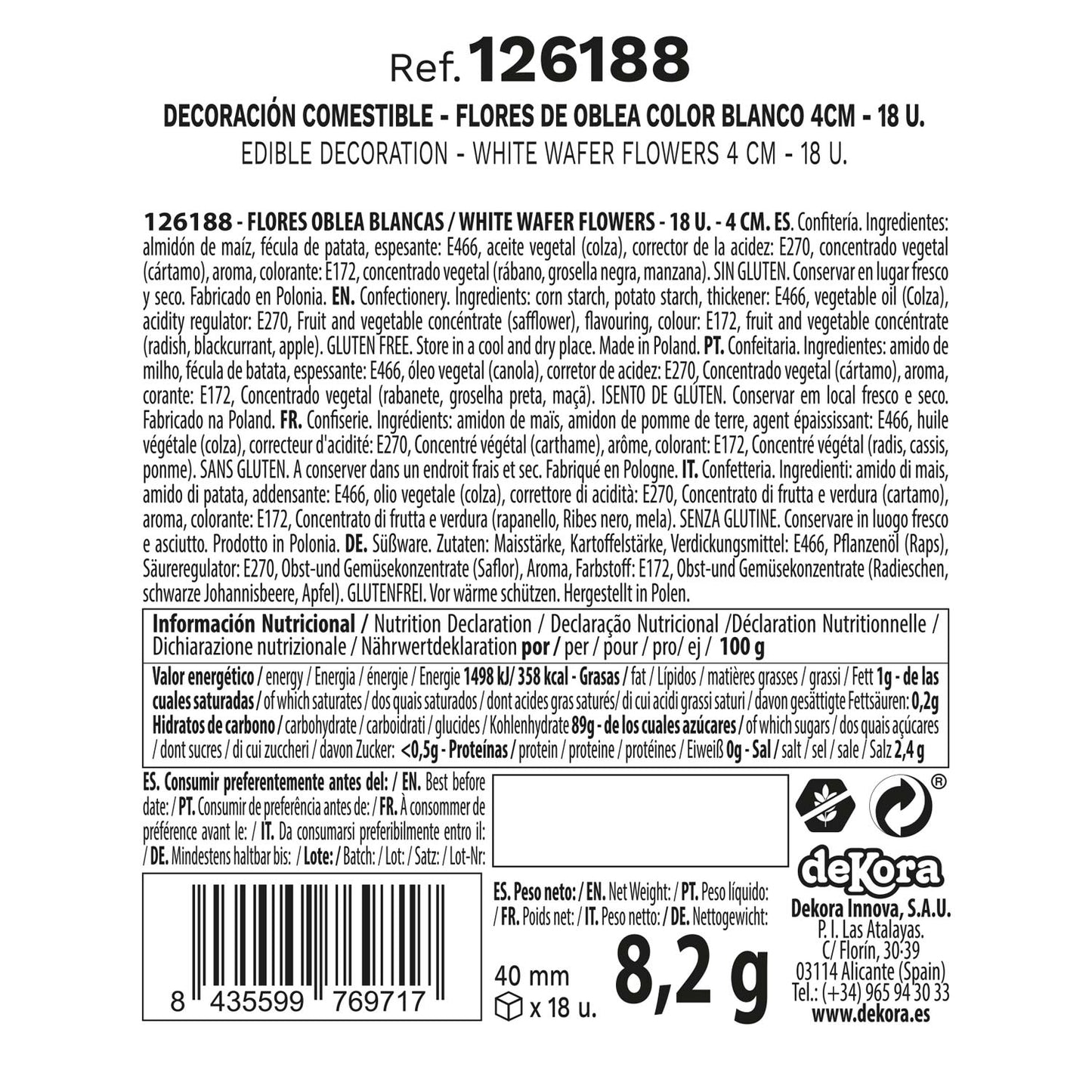 FLEURS EN AZYME BLANCHES 4CM