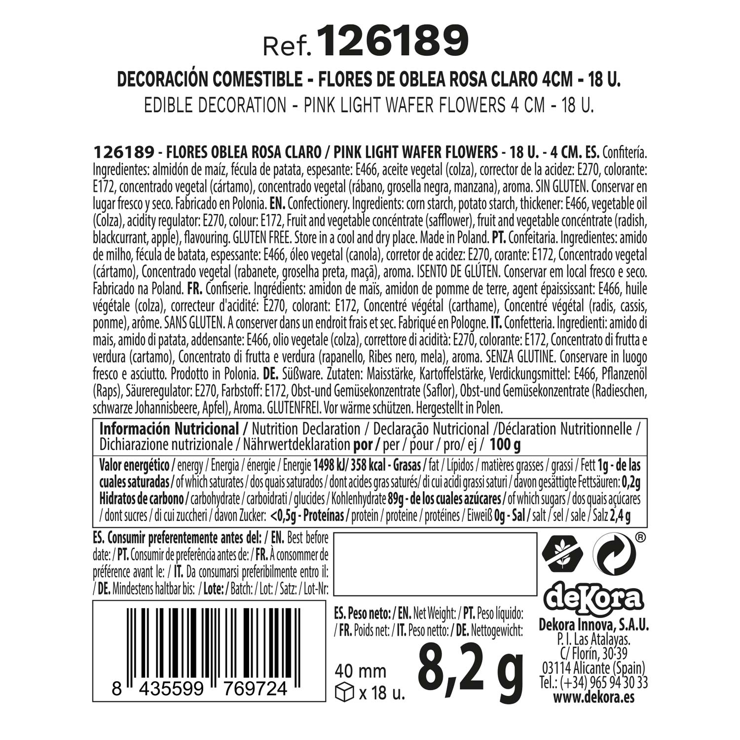 FLORES DE HÓSTIA COR-DE-ROSA CLARO 4CM