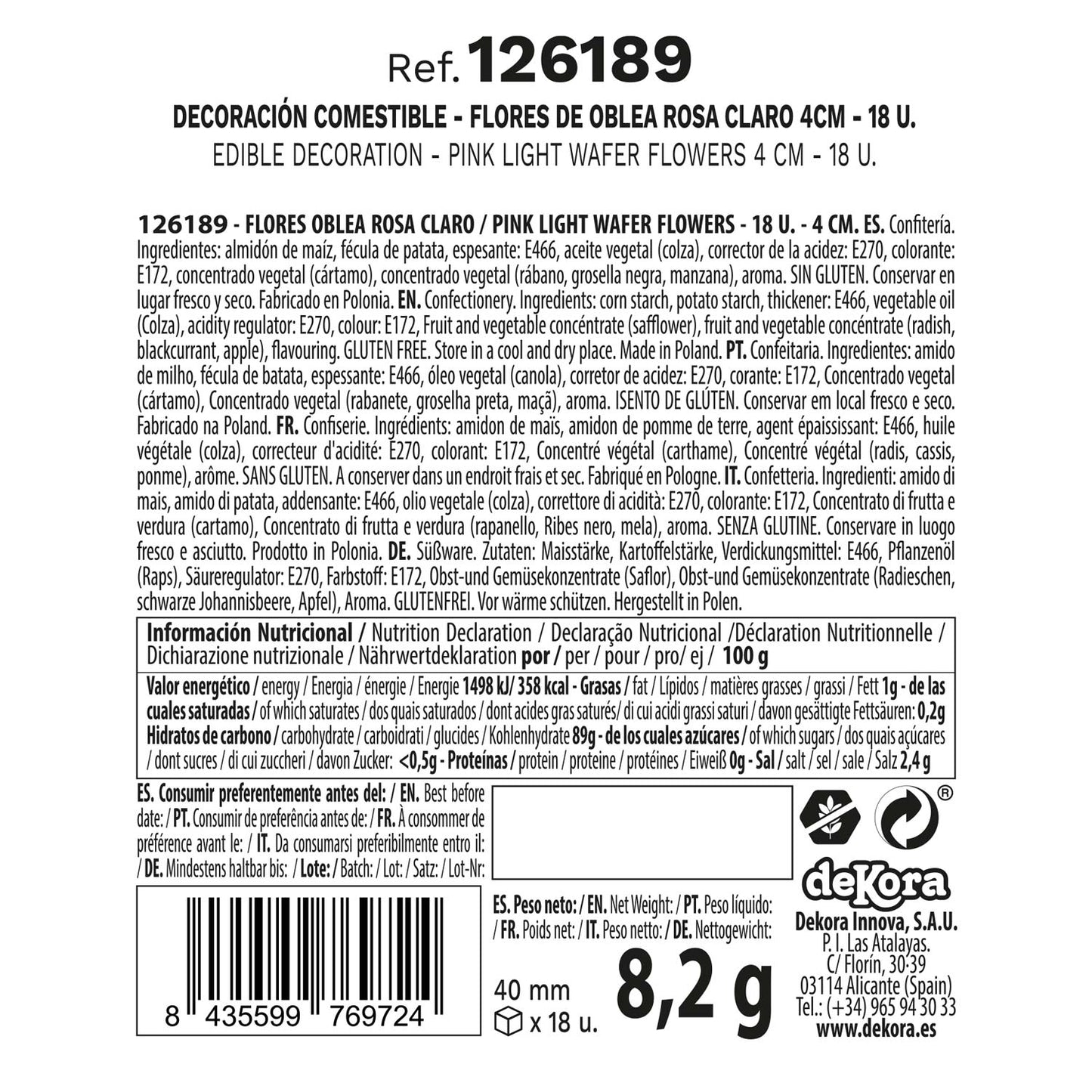 FLORES DE HÓSTIA COR-DE-ROSA CLARO 4CM