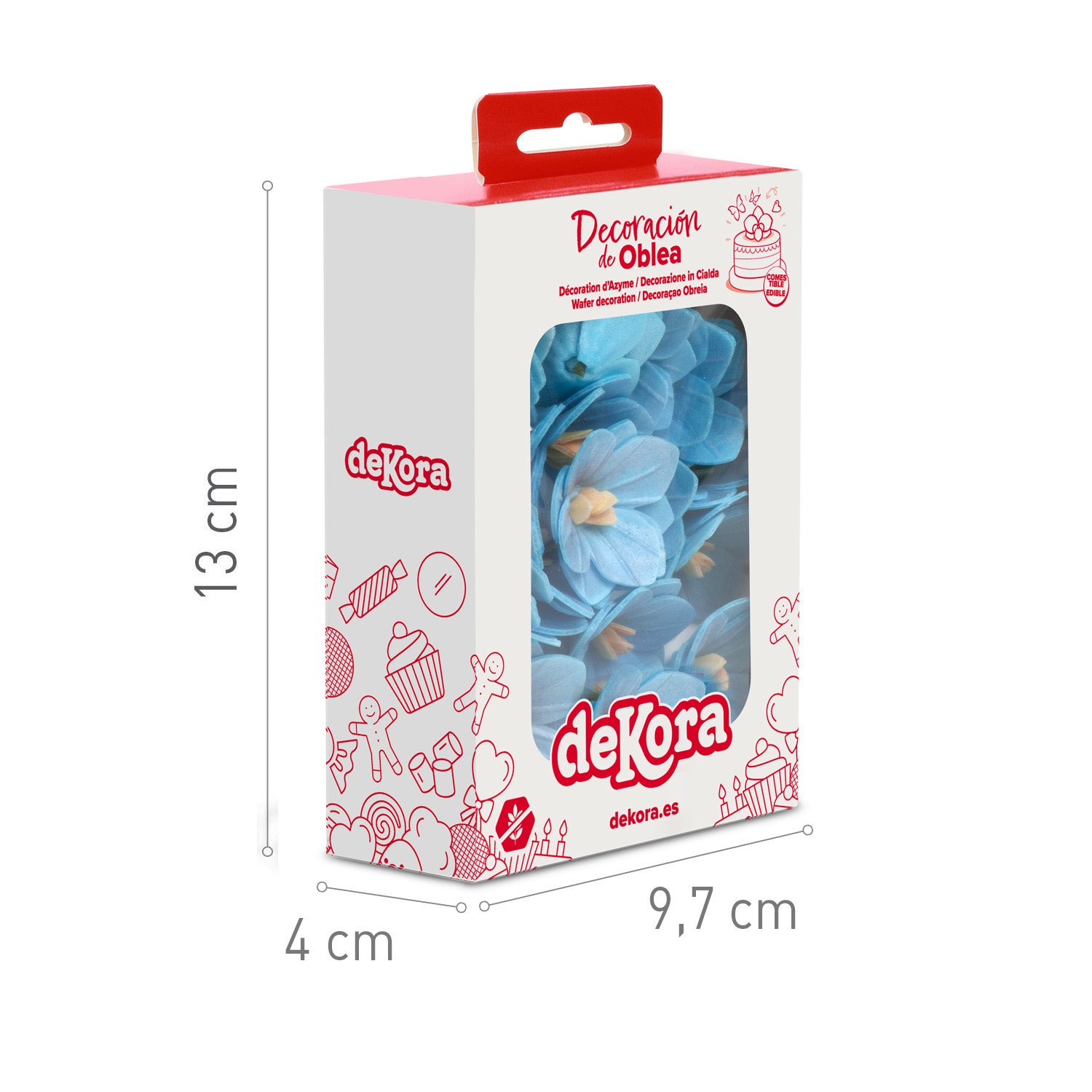 FLORES DE OBLEA COLOR AZUL 4CM