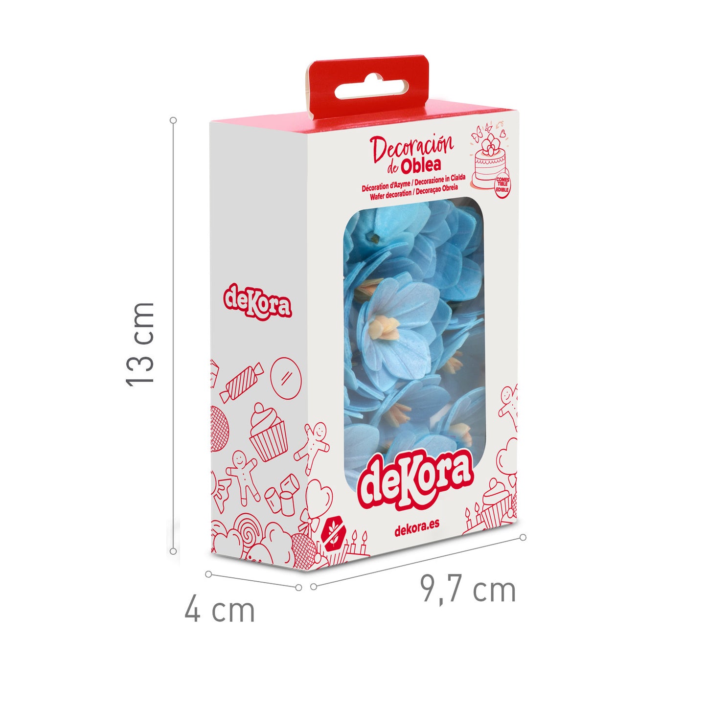 FLORES DE OBLEA COLOR AZUL 4CM