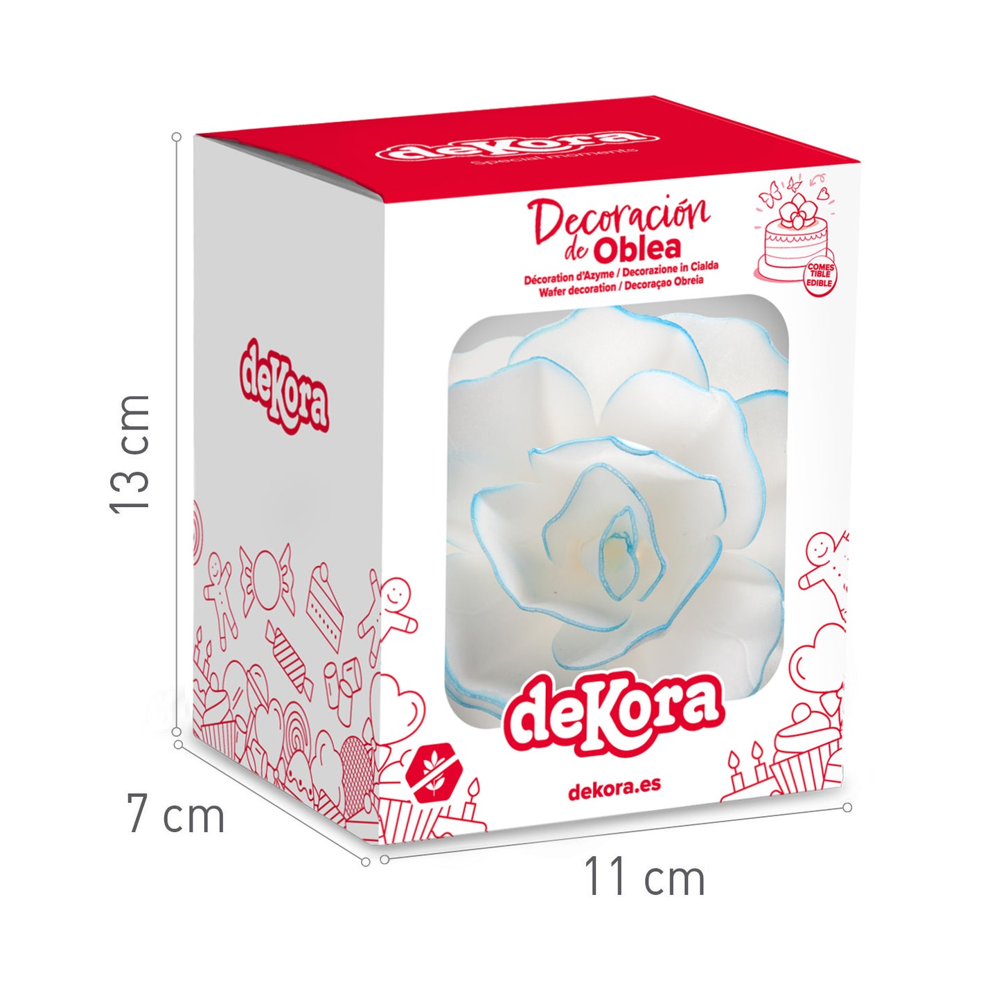 FLOR OBLEA GIGANTE BORDE AZUL 12,5CM