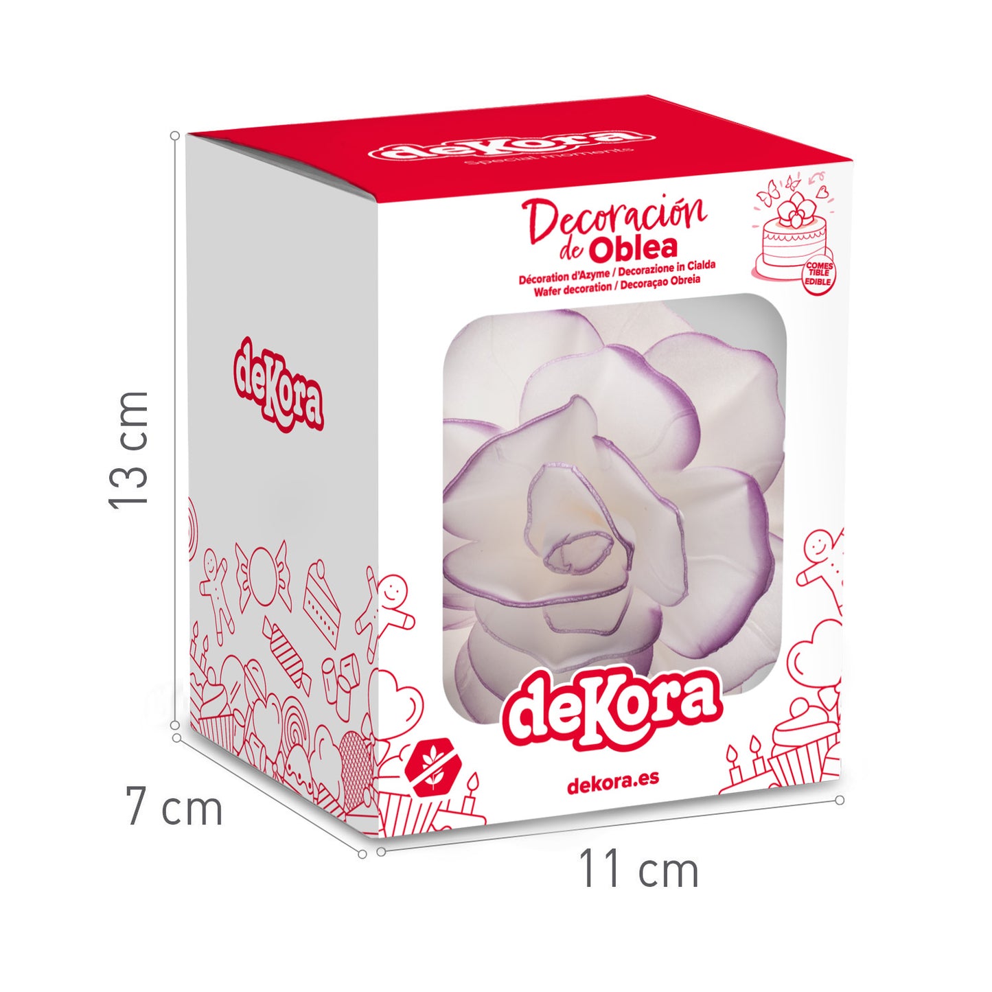 FIORE IN CIALDA CON BORDO VIOLA 12,5CM