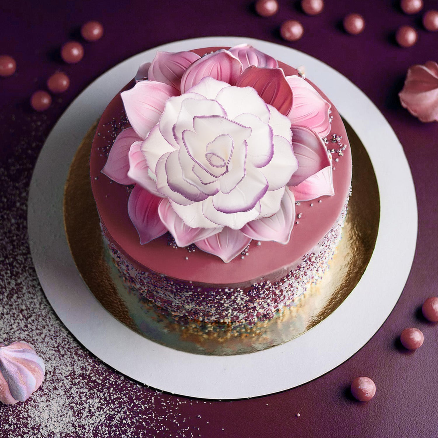 FLOR DE HÓSTIA COM REBORDO ROXO 12,5CM