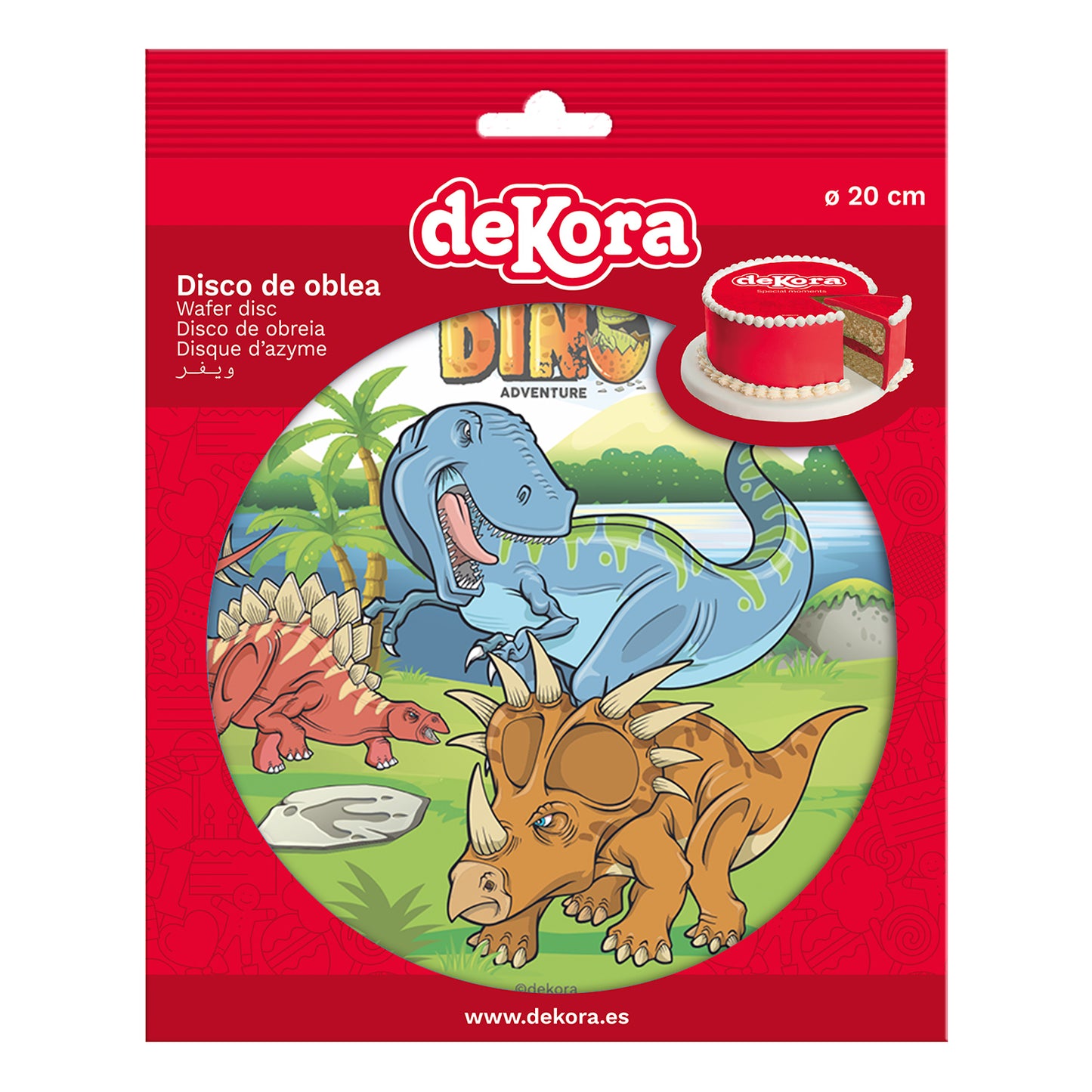 6 DISCOS HÓSTIA PARA DECORAR BOLOS DINOSSAURO 20CM