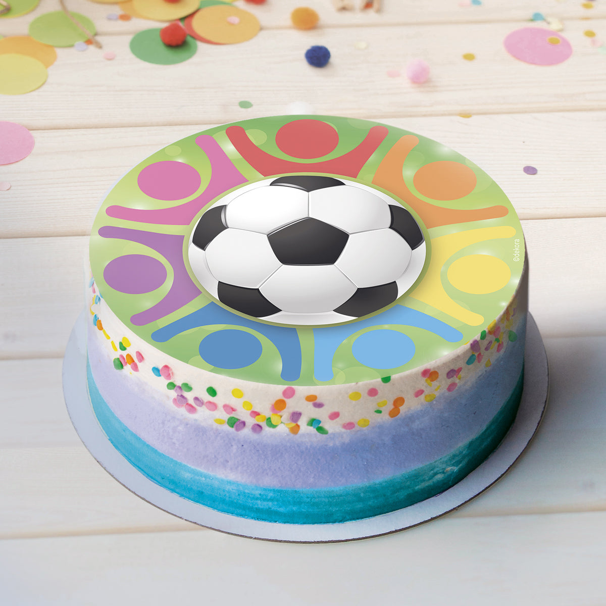 DISCO OBLEA TARTA BALÓN DE FÚTBOL 20CM