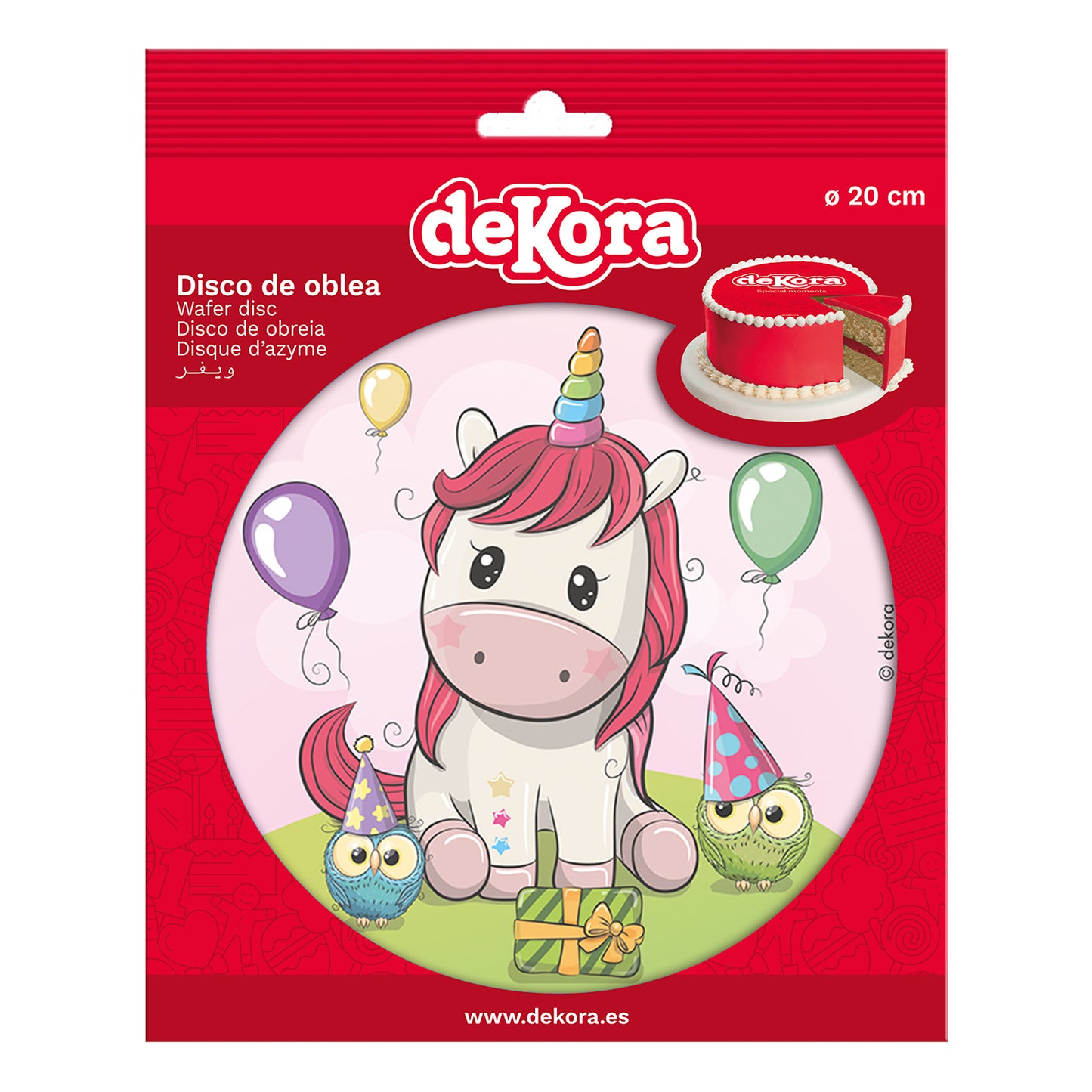 DISCO HÓSTIA PARA BOLOS UNICORNIO DO BEBE 20CM