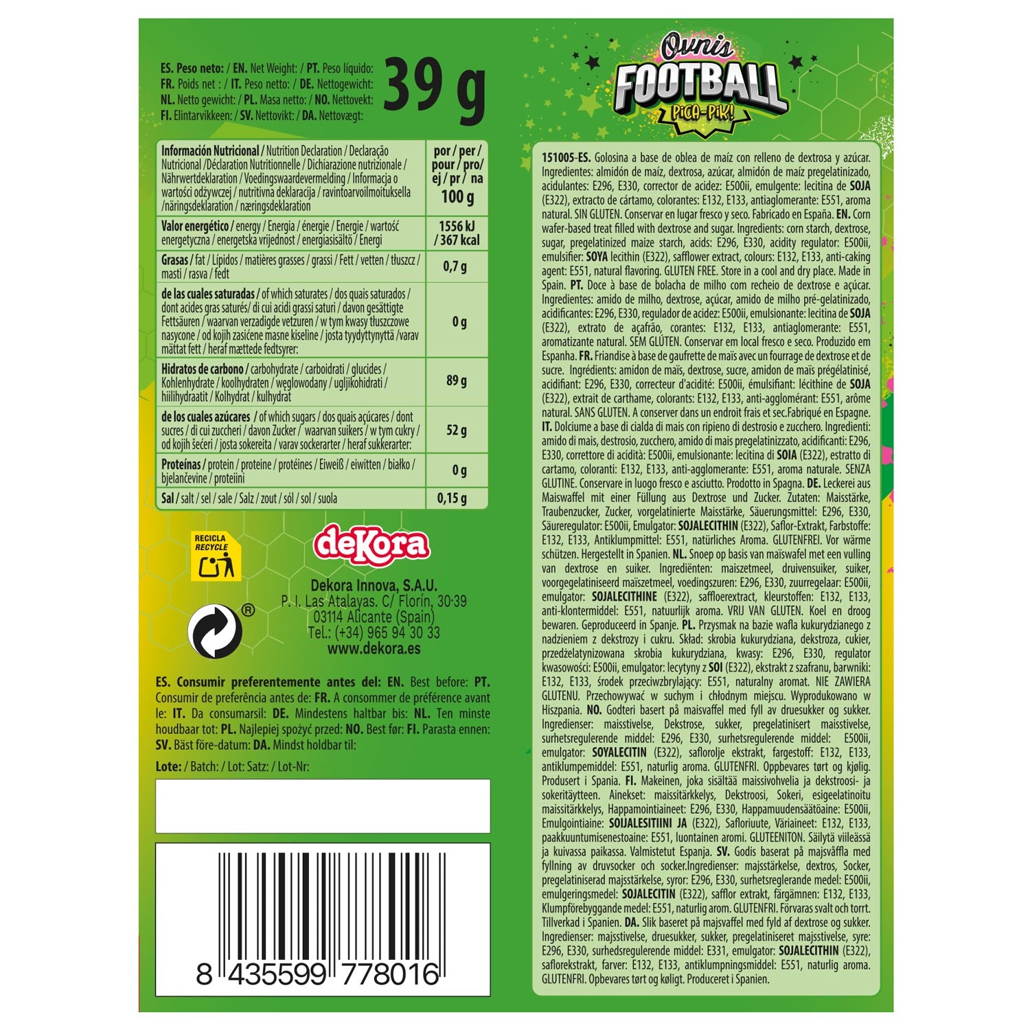 OVNIS OBLEA RELLENOS CON PICA PICA 39GR