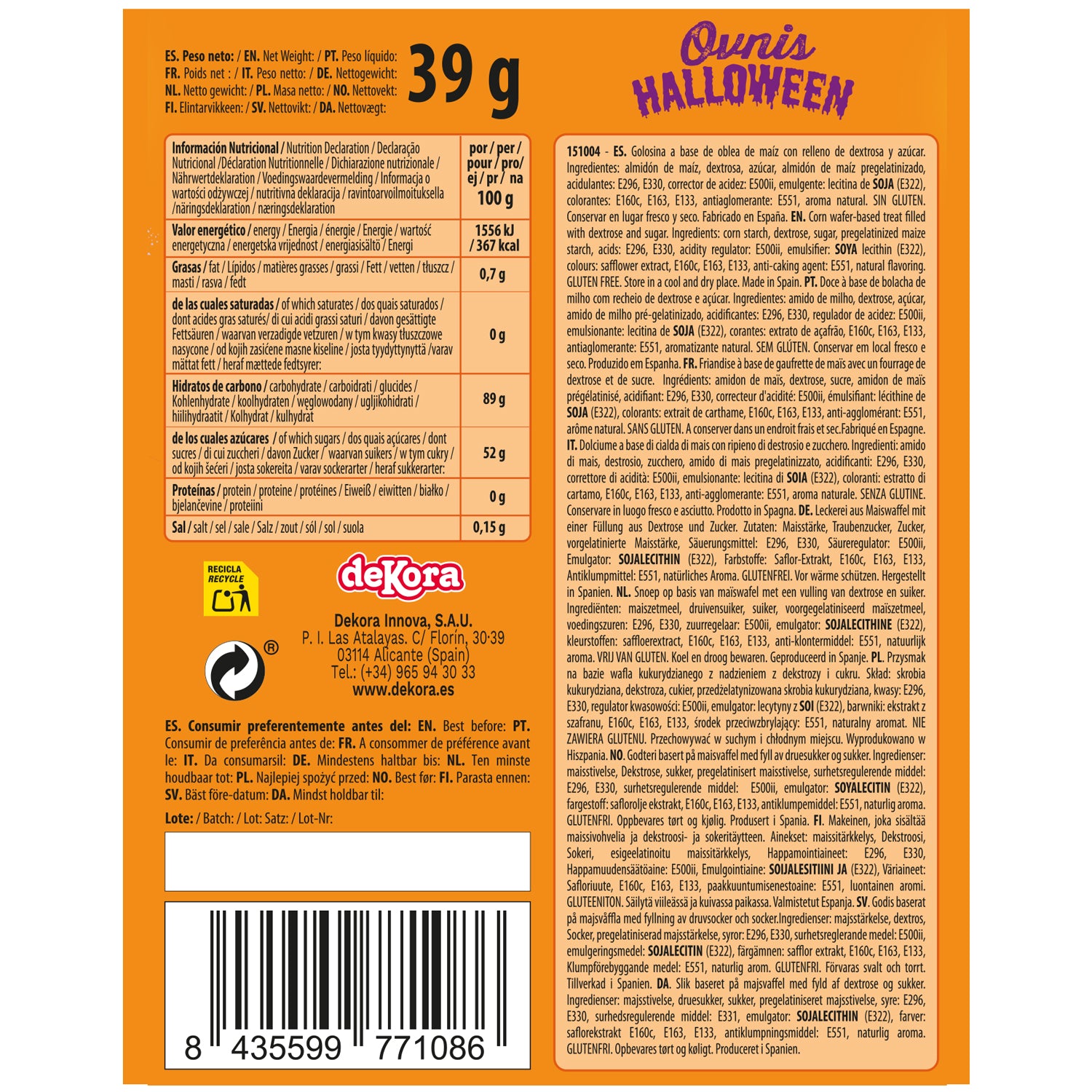 UFOS AZYME FARCIS DE PICA PICA TATTOO HALLOWEEN 39GR