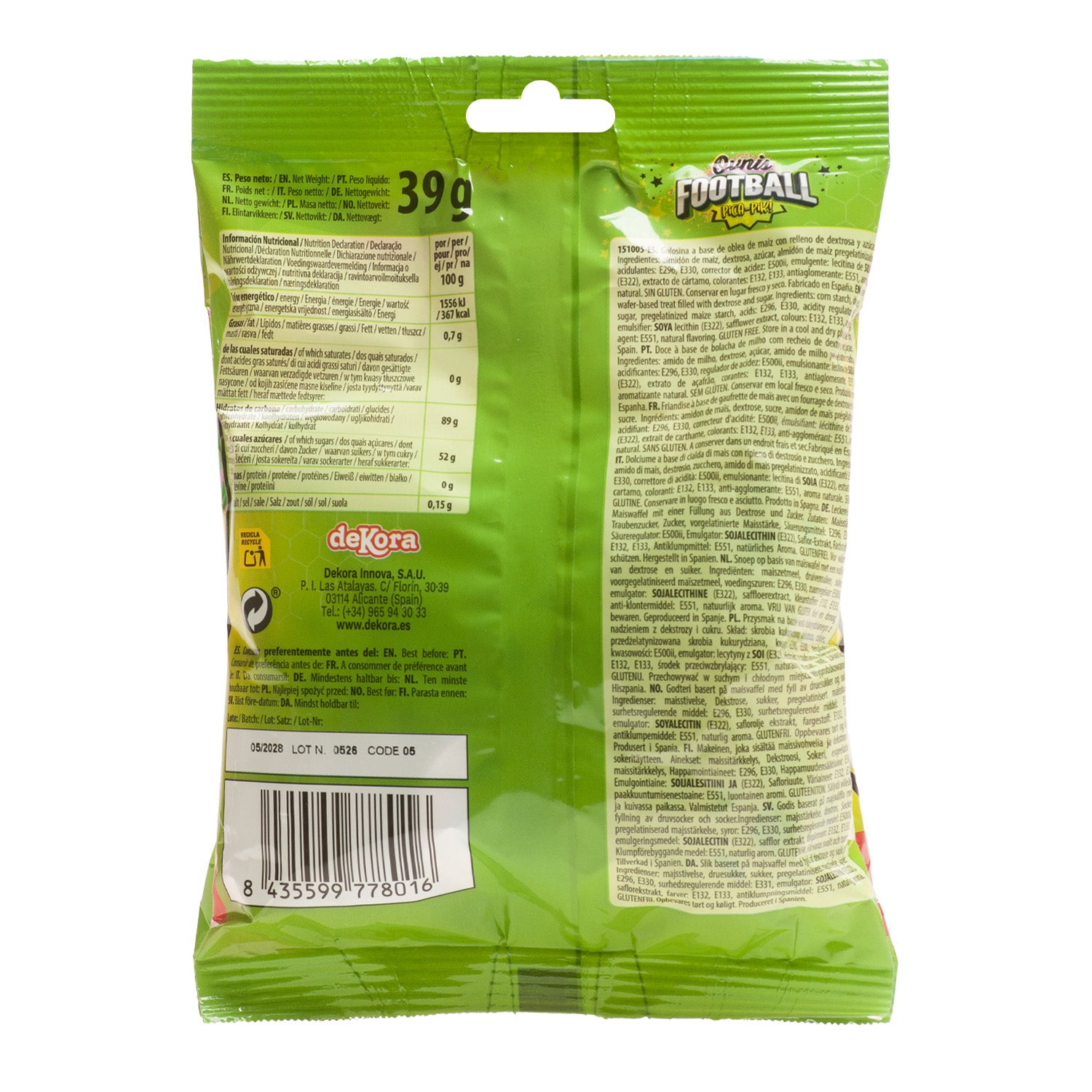 WAFER UFOS FILLED WITH PICA PICA FOOTBALL TATTOO39GR