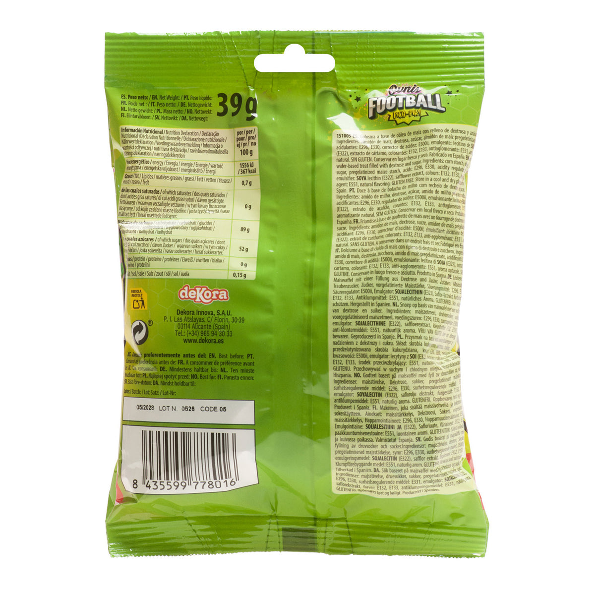 WAFER UFOS FILLED WITH PICA PICA FOOTBALL TATTOO39GR