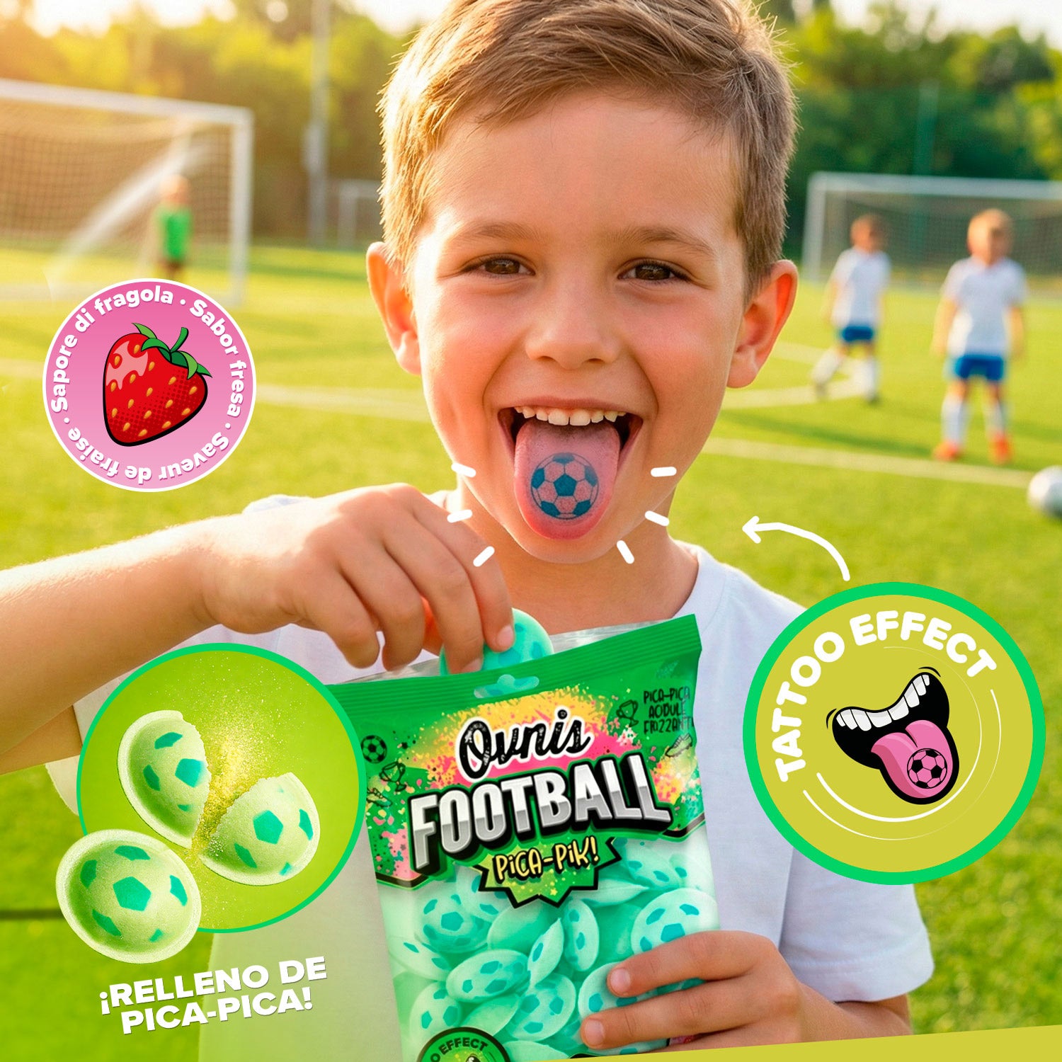 WAFER UFOS FILLED WITH PICA PICA FOOTBALL TATTOO39GR