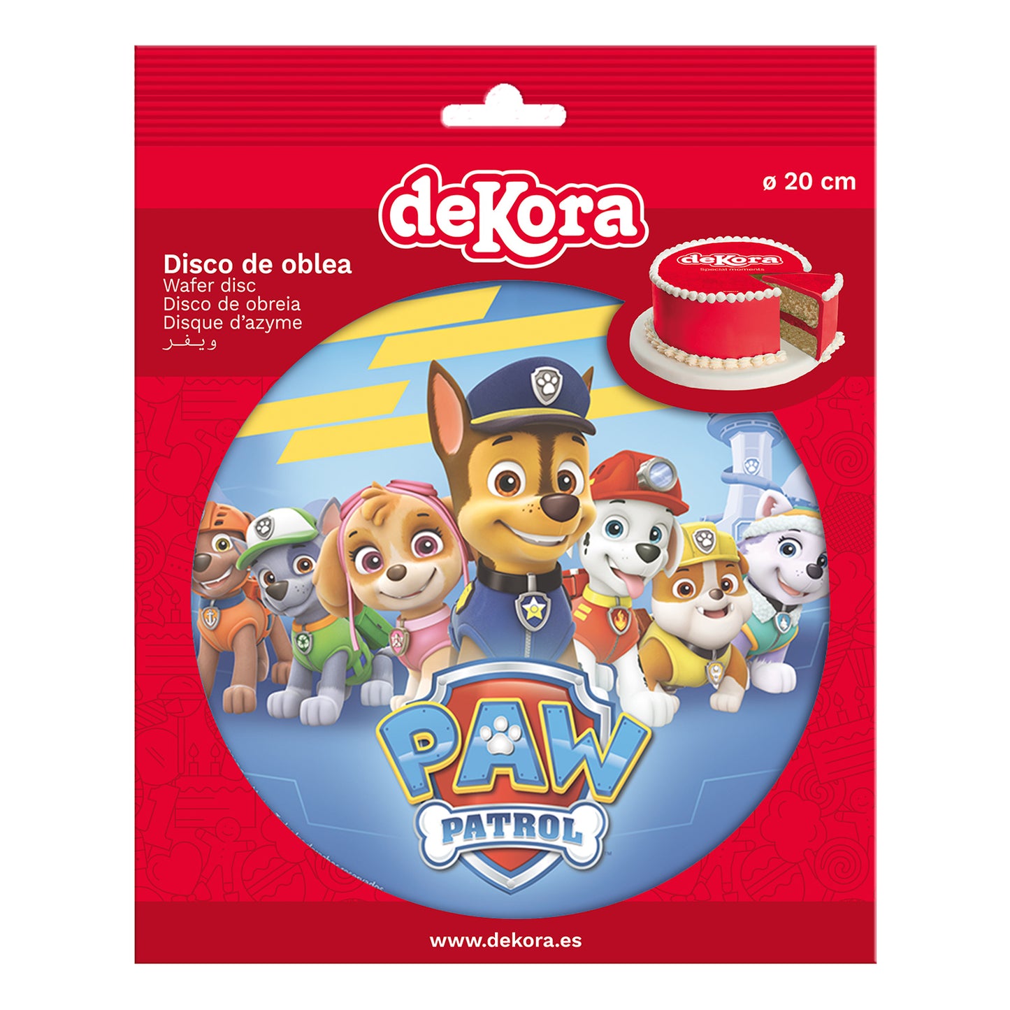 DISCHI CIALDA TORTA PAW PATROL 20CM
