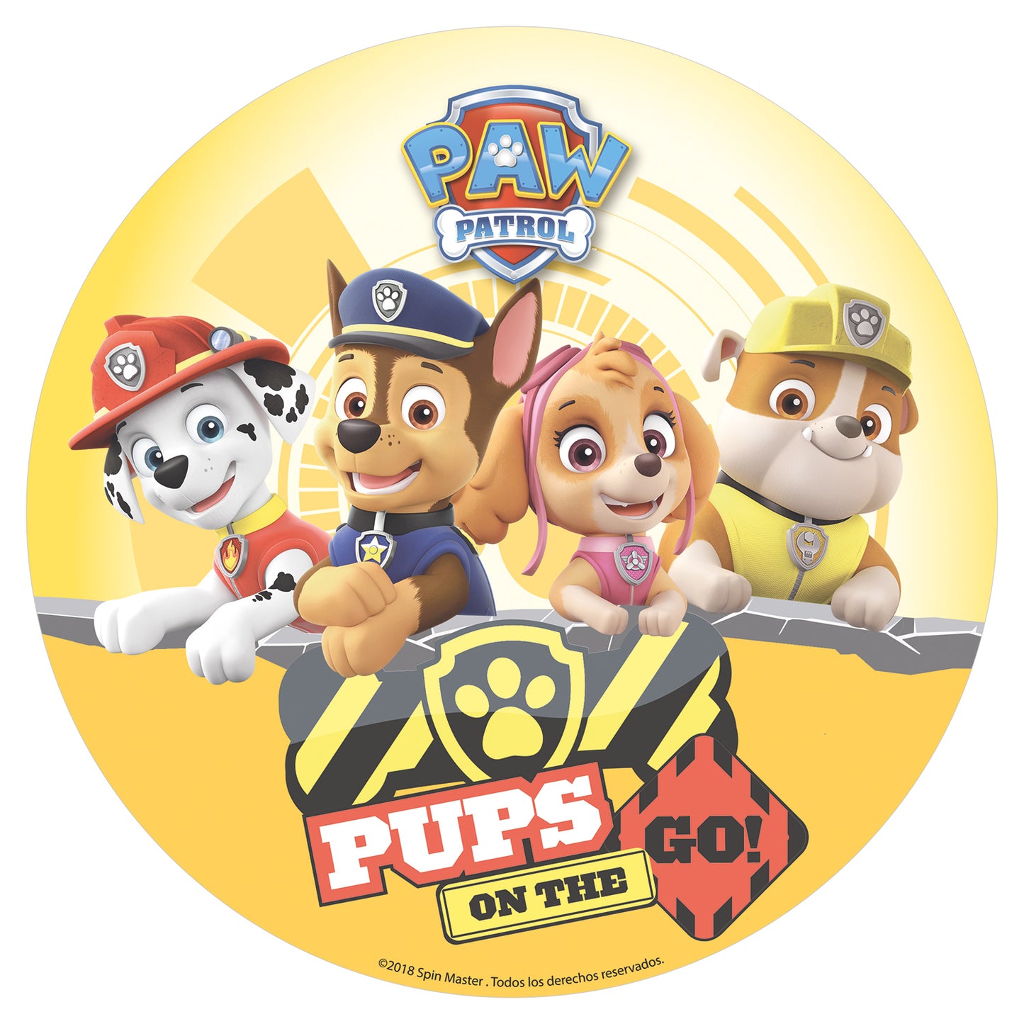 6 PAW PATROL WAFER CAKE DECORATING DISCS FOIL CHASE, SKYE, MARSHALL & ROCKY 20 CM