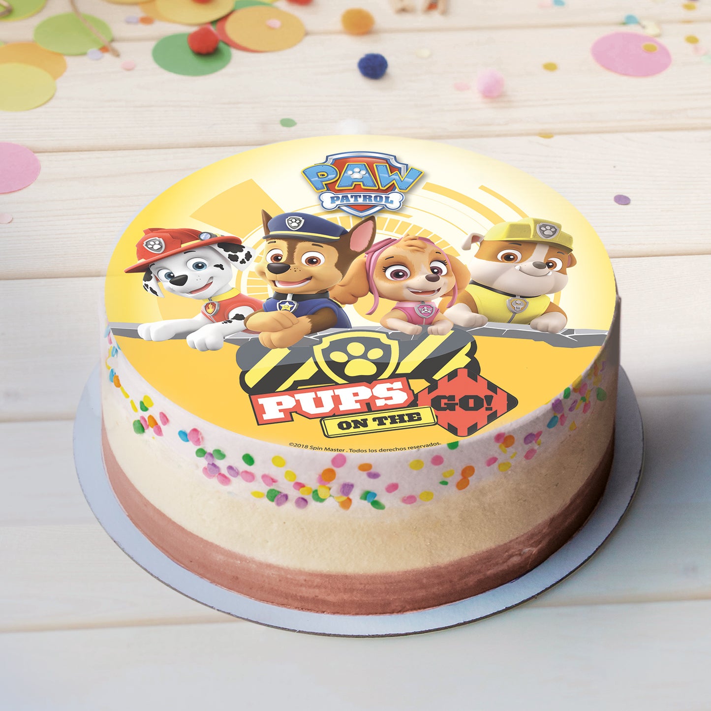 6 PAW PATROL WAFER CAKE DECORATING DISCS FOIL CHASE, SKYE, MARSHALL & ROCKY 20 CM
