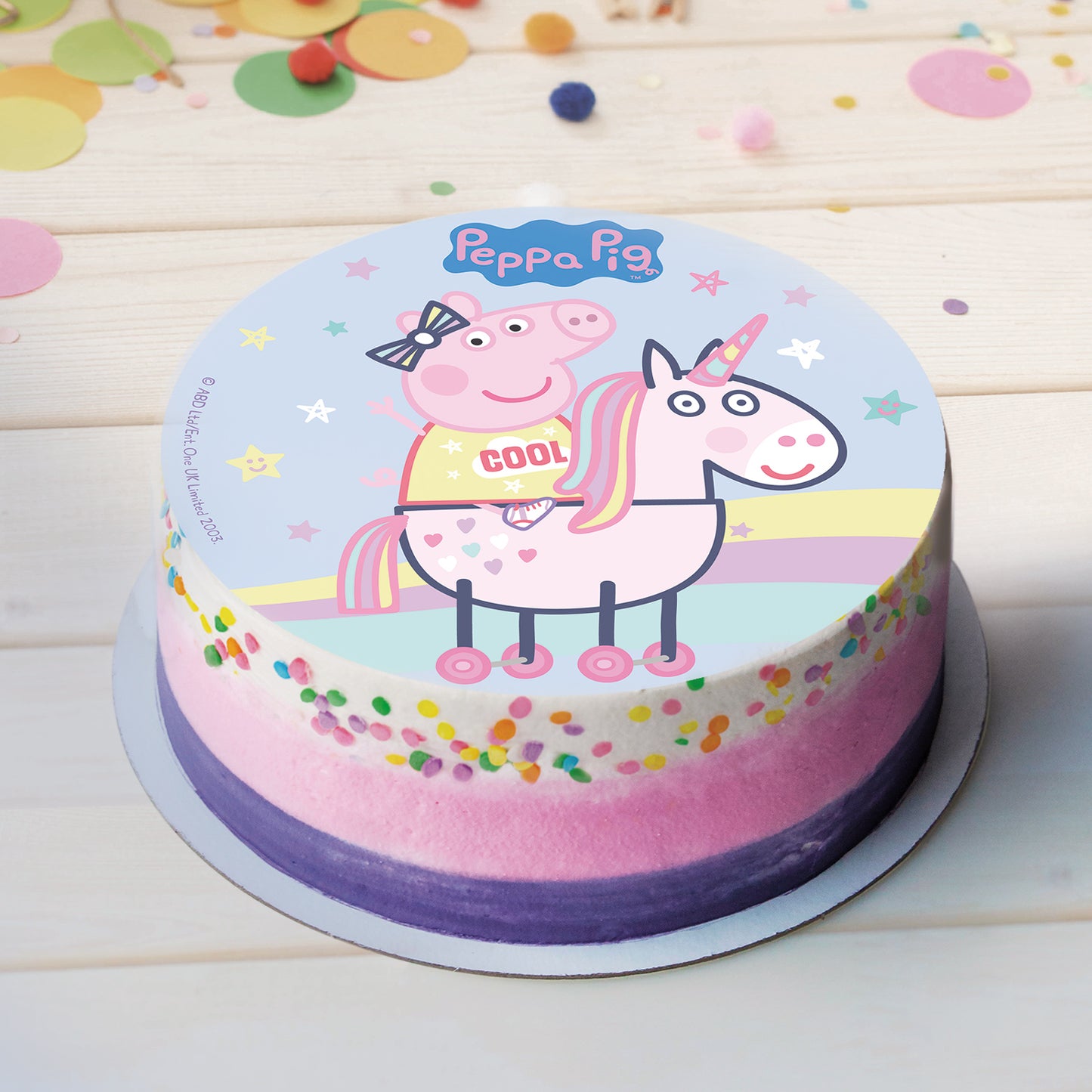 6 PEPPA PIG WAFER CAKE DECORATING DISCS 20 CM