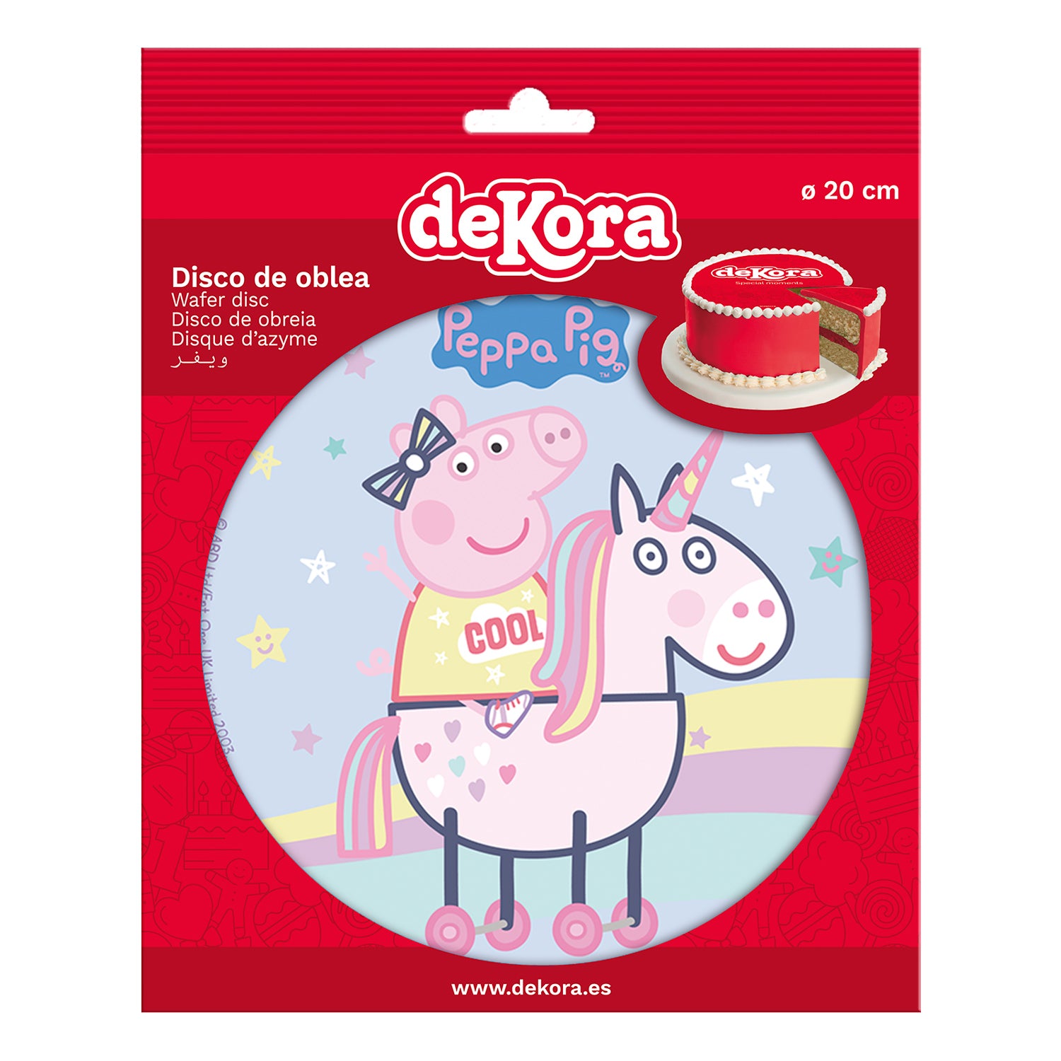 6 DISCOS OBLEA PARA TARTAS PEPPA PIG 20 CM
