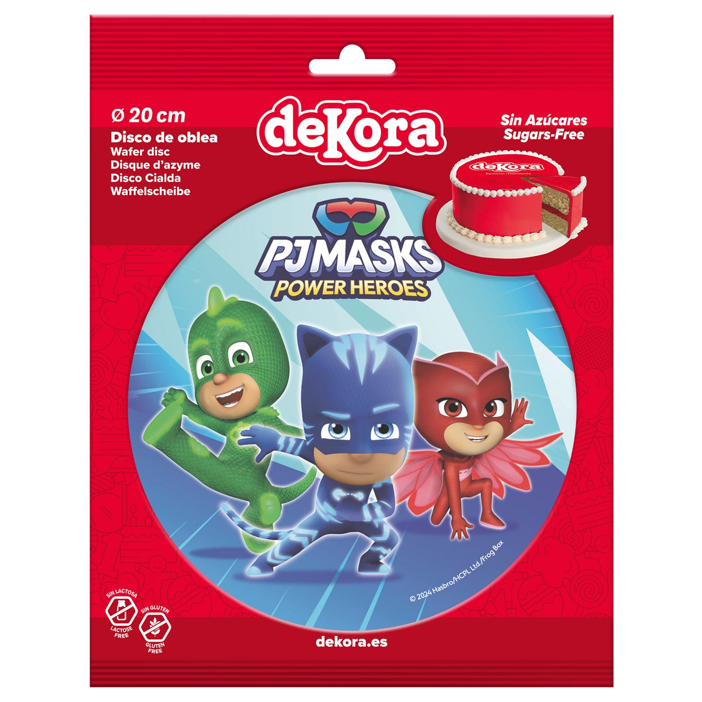 6 DISCOS HÓSTIA FOIL PARA BOLOS PJ MASKS 20 CM