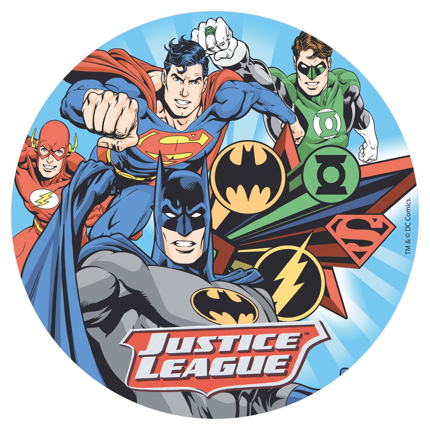 6 DISCOS HÓSTIA PARA BOLOS JUSTICE LEAGUE 20 CM