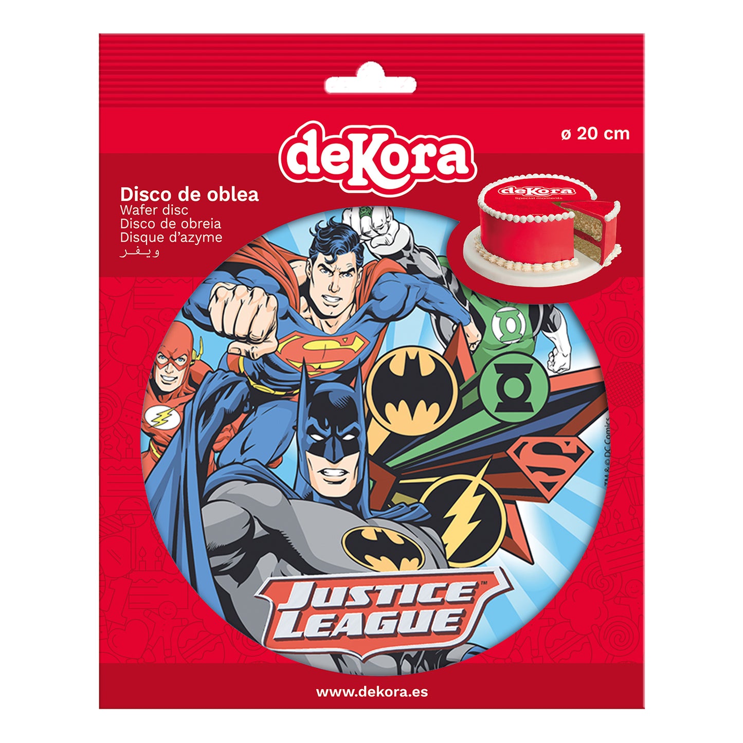 6 DISCOS HÓSTIA PARA BOLOS JUSTICE LEAGUE 20 CM