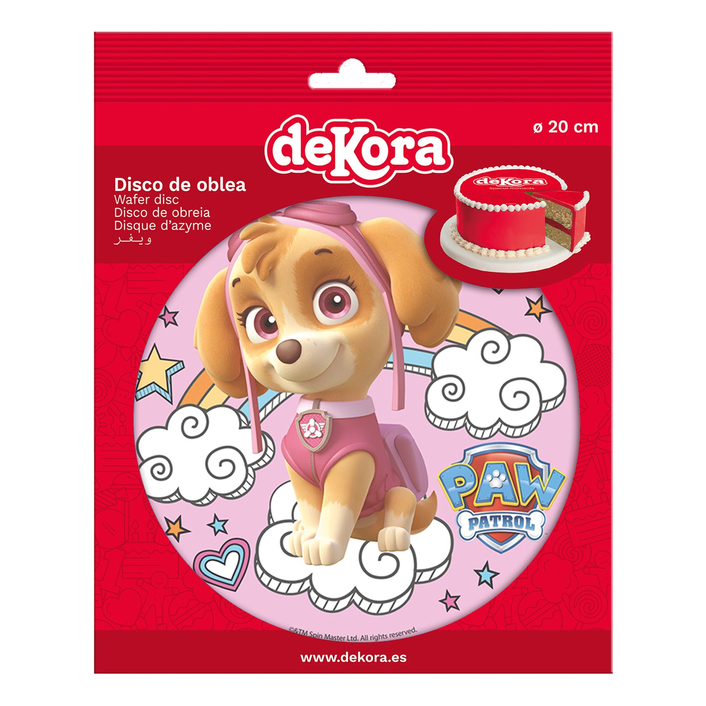 DISCHI CIALDA TORTA SKYE PAW PATROL 20CM
