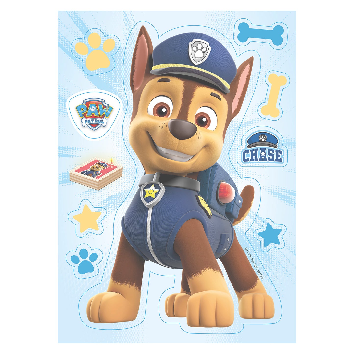 CAKE DECORATION WAFER SHAPE PAW PATROL CHASE 14.8X21CM