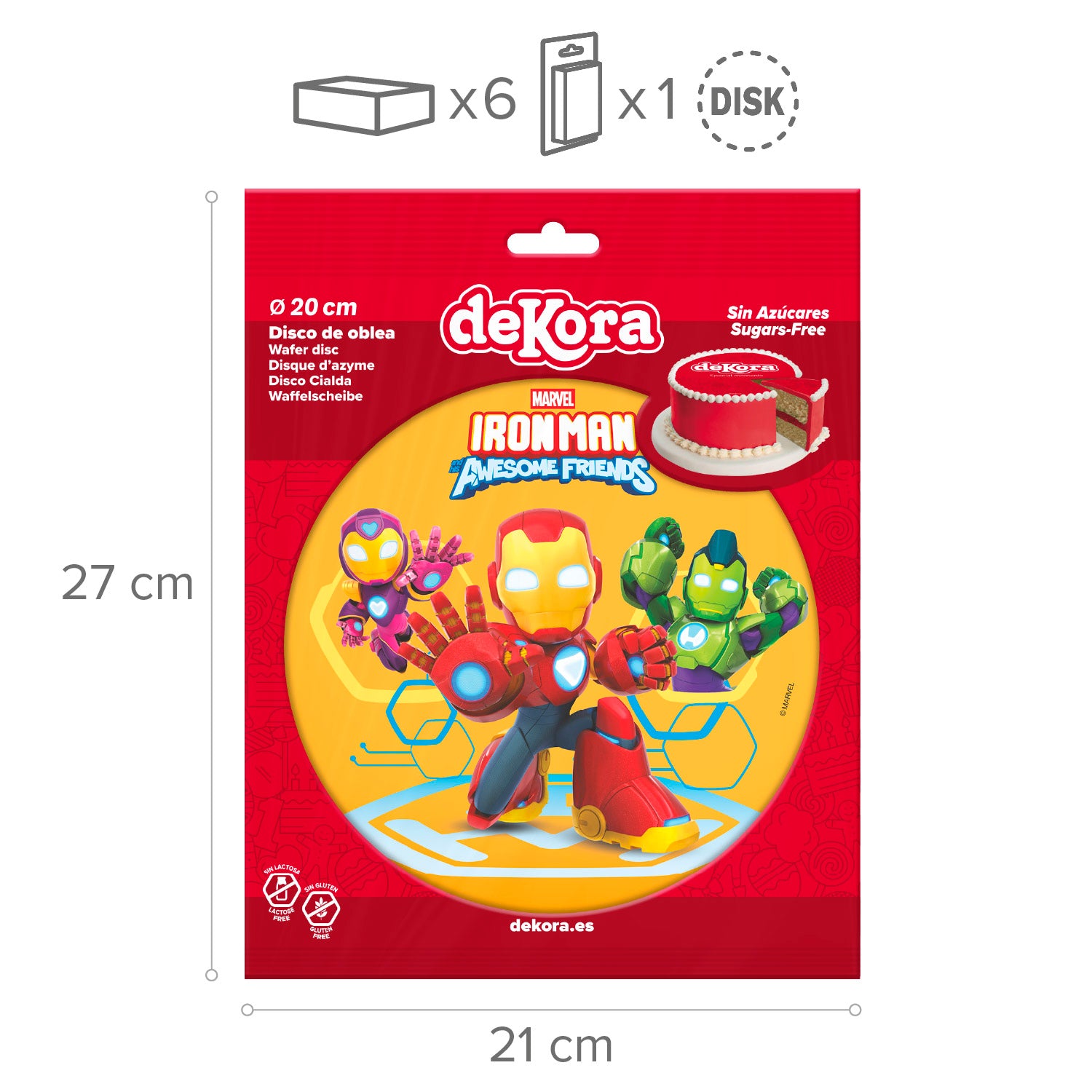 DISCO OBLEA TARTA IRONMAN Y SU SUPER EQUIPO 20CM