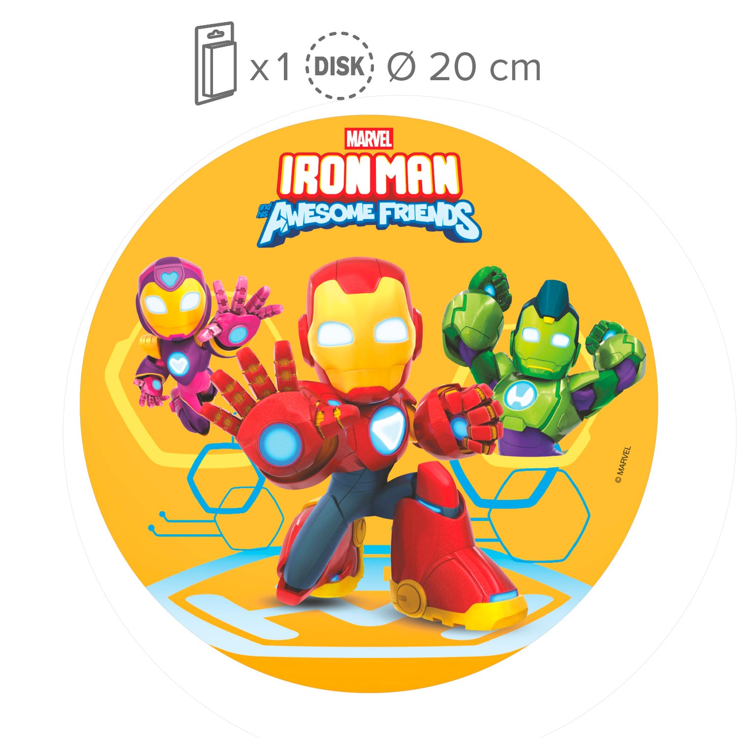 DISCO OBLEA TARTA IRONMAN Y SU SUPER EQUIPO 20CM
