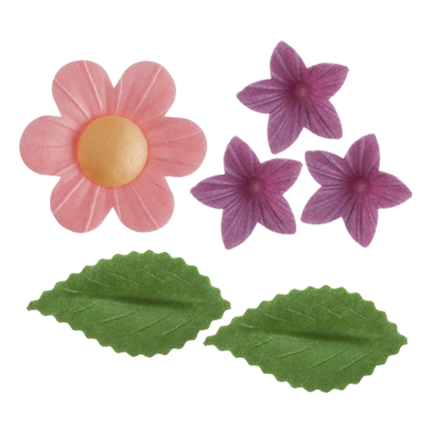 BLISTER DECORACIÓN OBLEA 5 FLORES + 25 MINIFLORES + 8 HOJAS