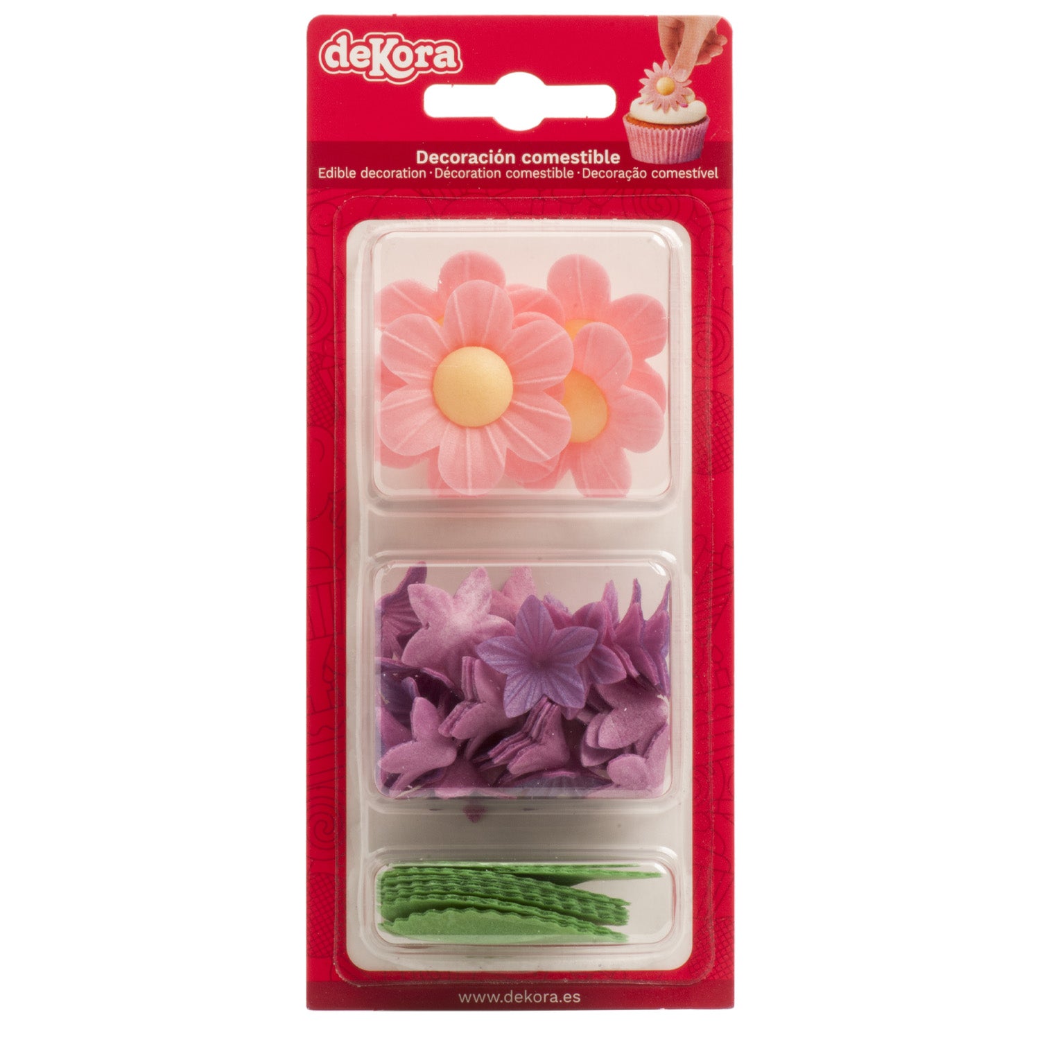 BLISTER DECORAÇÃO OBREIA PARA BOLOS 5 FLORES, 25 MINIFLORES E 8 FOLHAS