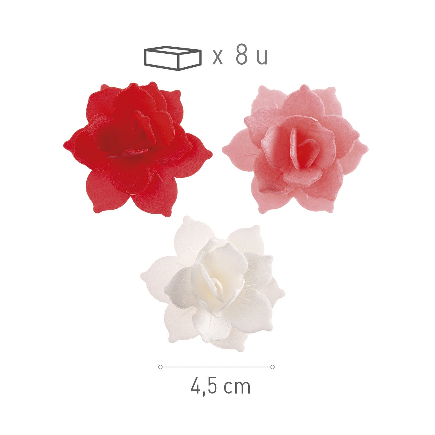 8 MINI NENUFAR OBLEA ROJA/ROSA 4,5CM