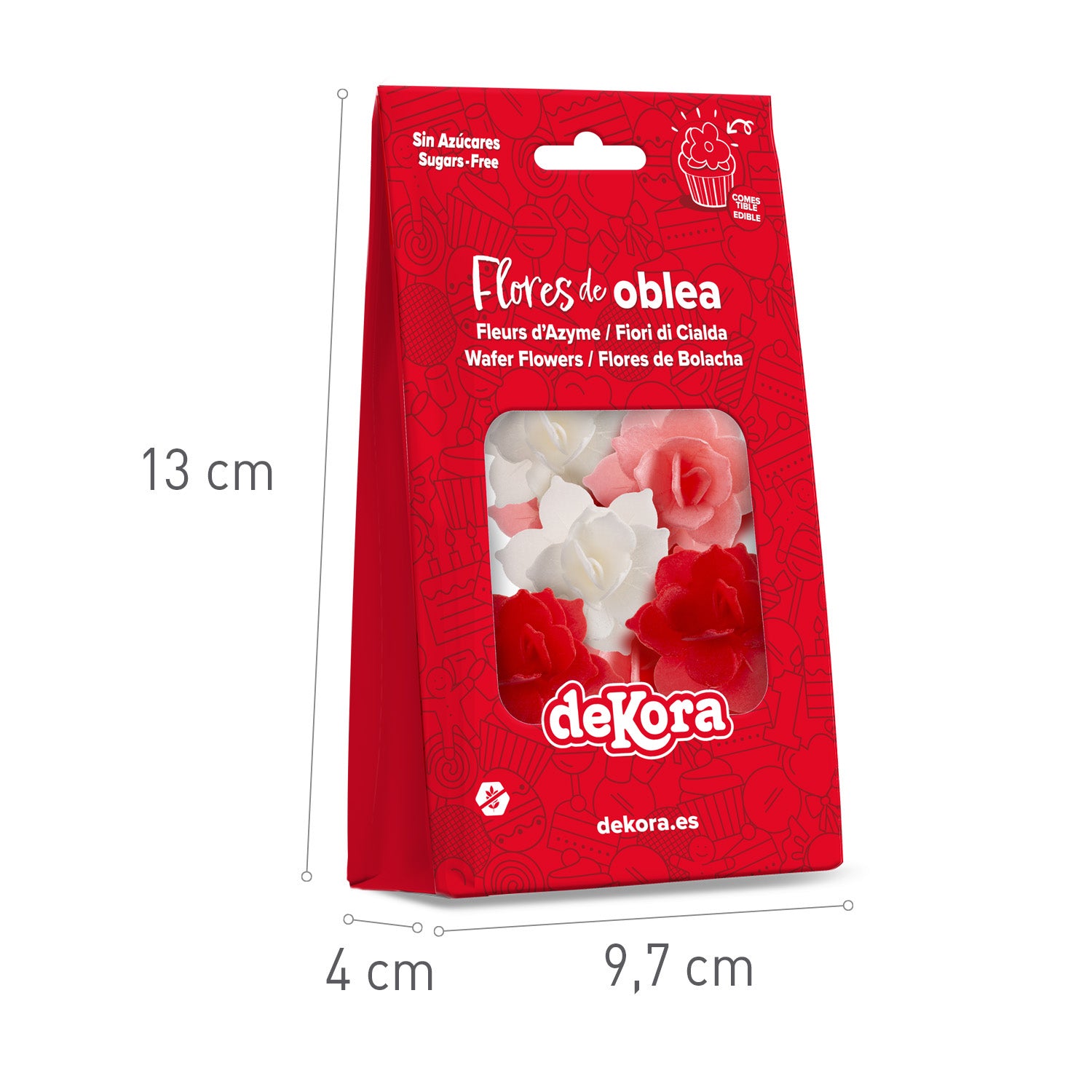 8 MINI NENUFAR OBLEA ROJA/ROSA 4,5CM