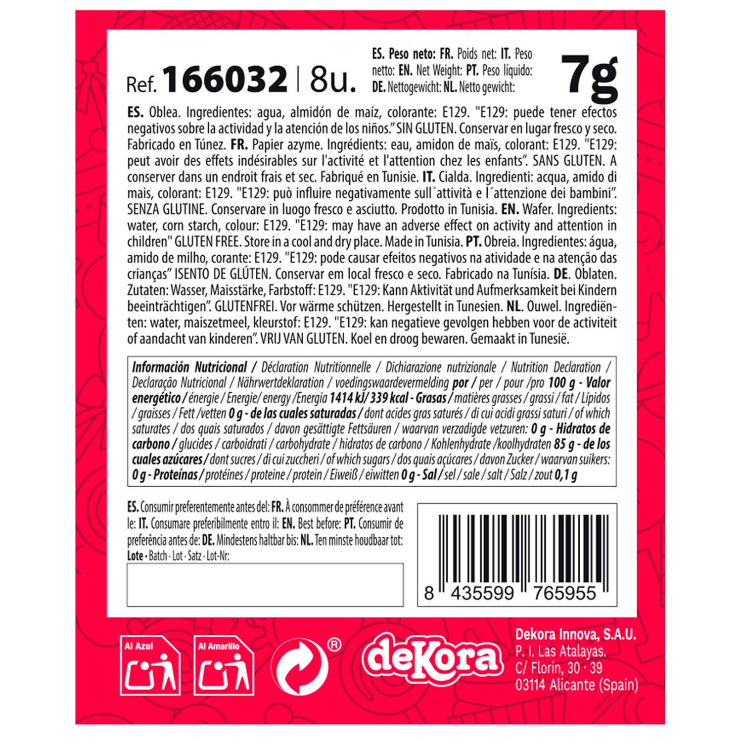 8 MINI NENUFAR OBLEA ROJA/ROSA 4,5CM