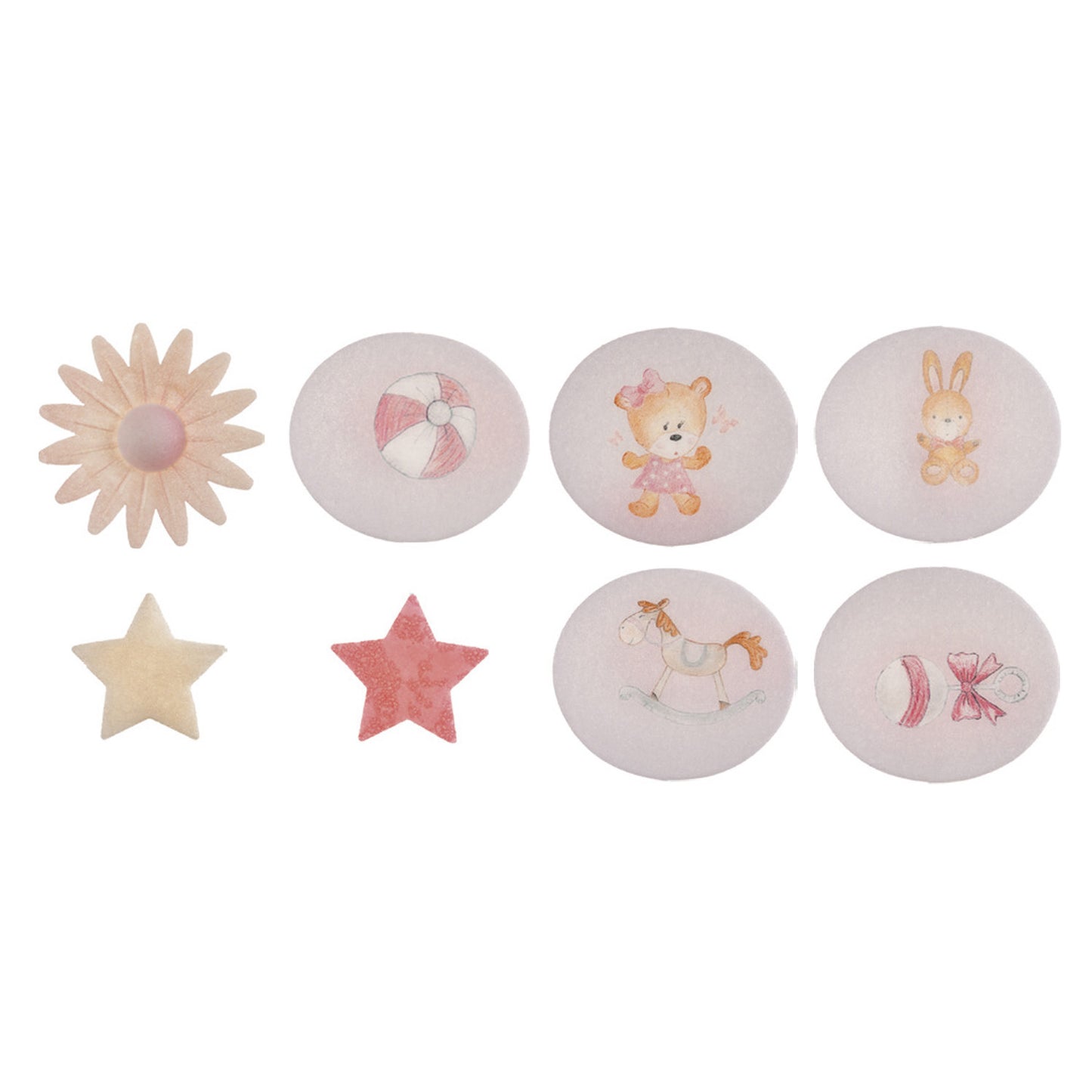 BLISTER SURTIDO DE OBLEA MARGARITAS Y ESTRELLAS BEBÉ ROSA