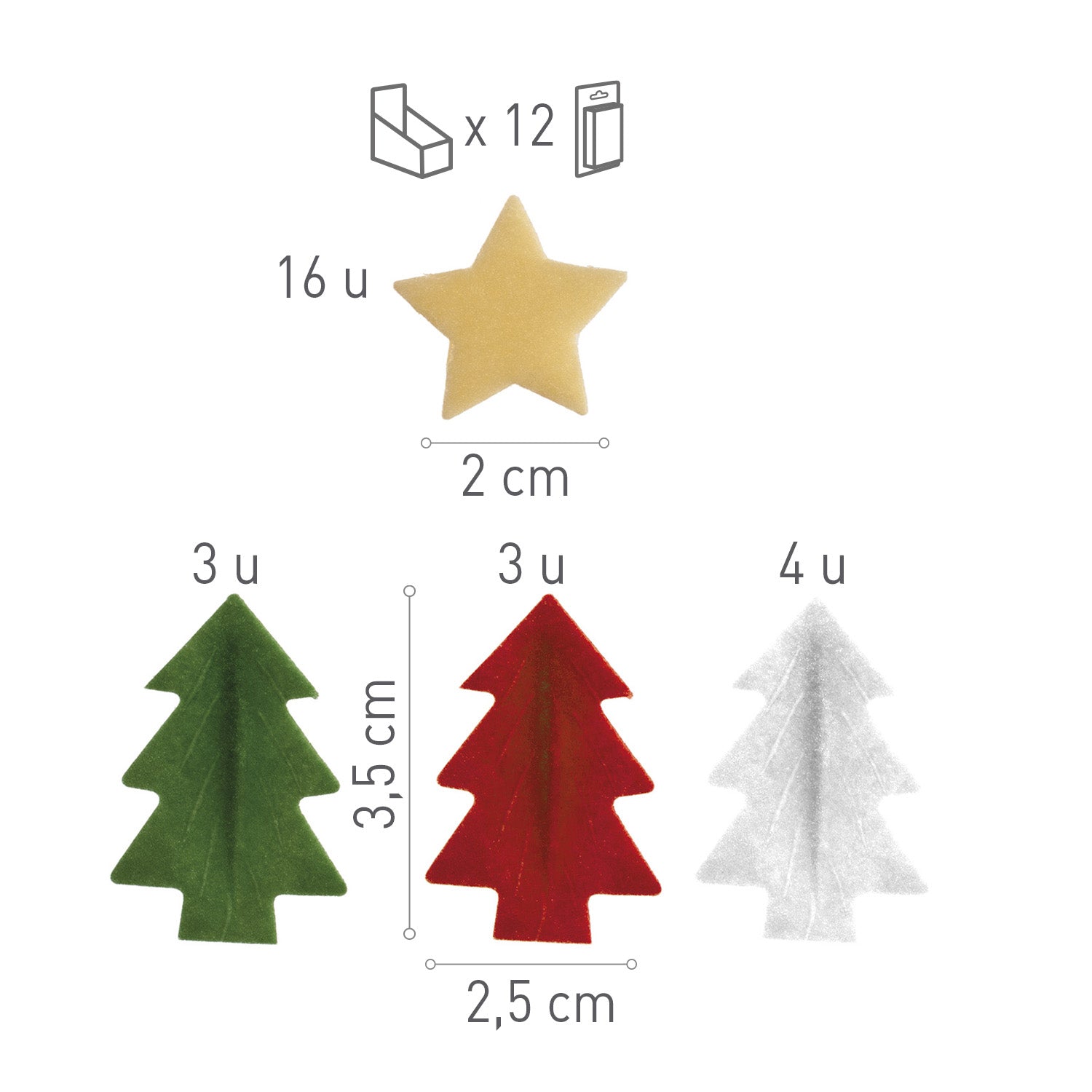 BLISTER DE OBLEA NAVIDAD PINOS Y ESTRELLAS