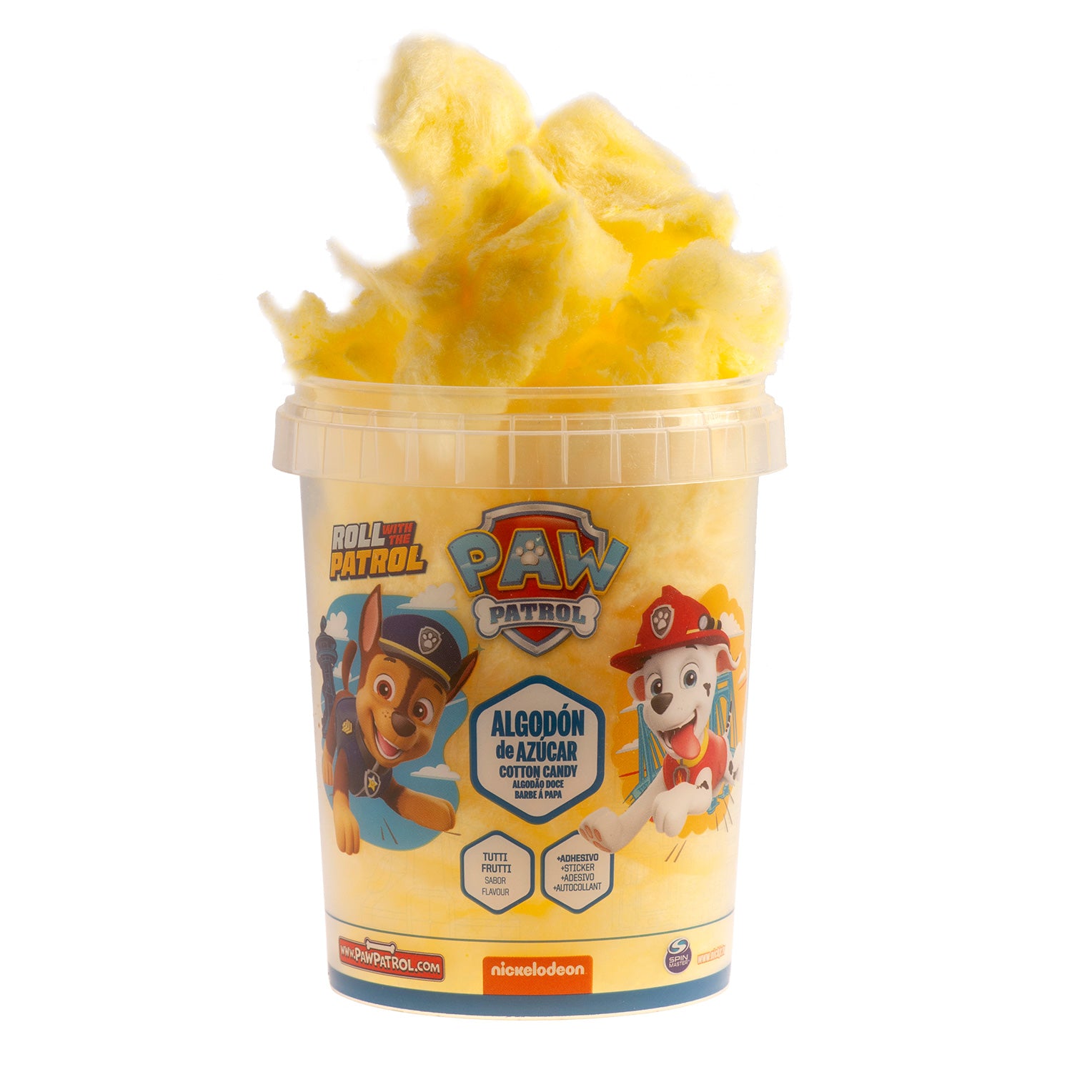 ALGODÃO DOCE COM ADESIVOS DE PATRULHA COM PATA 30G