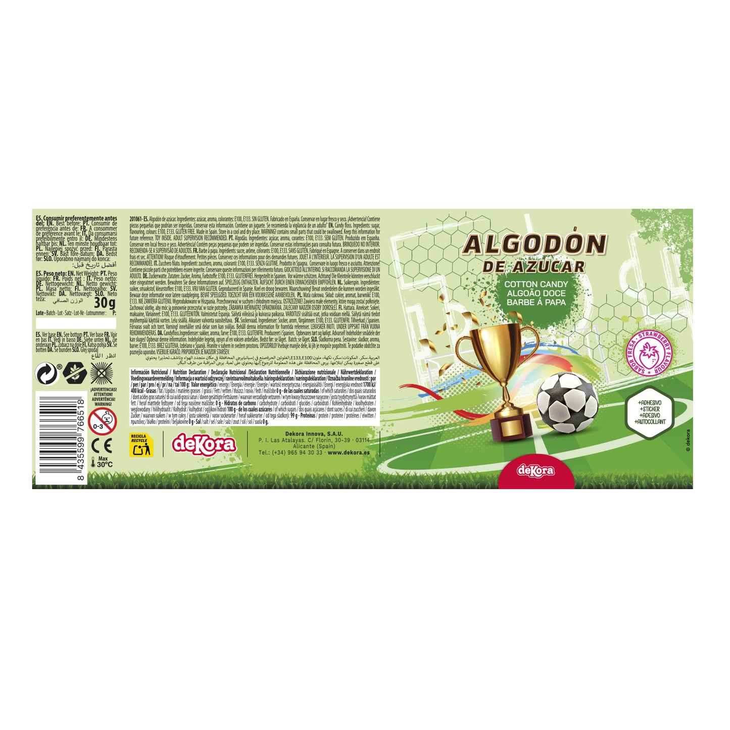 ALGODÓN DE AZÚCAR CON STICKER FÚTBOL 30GR