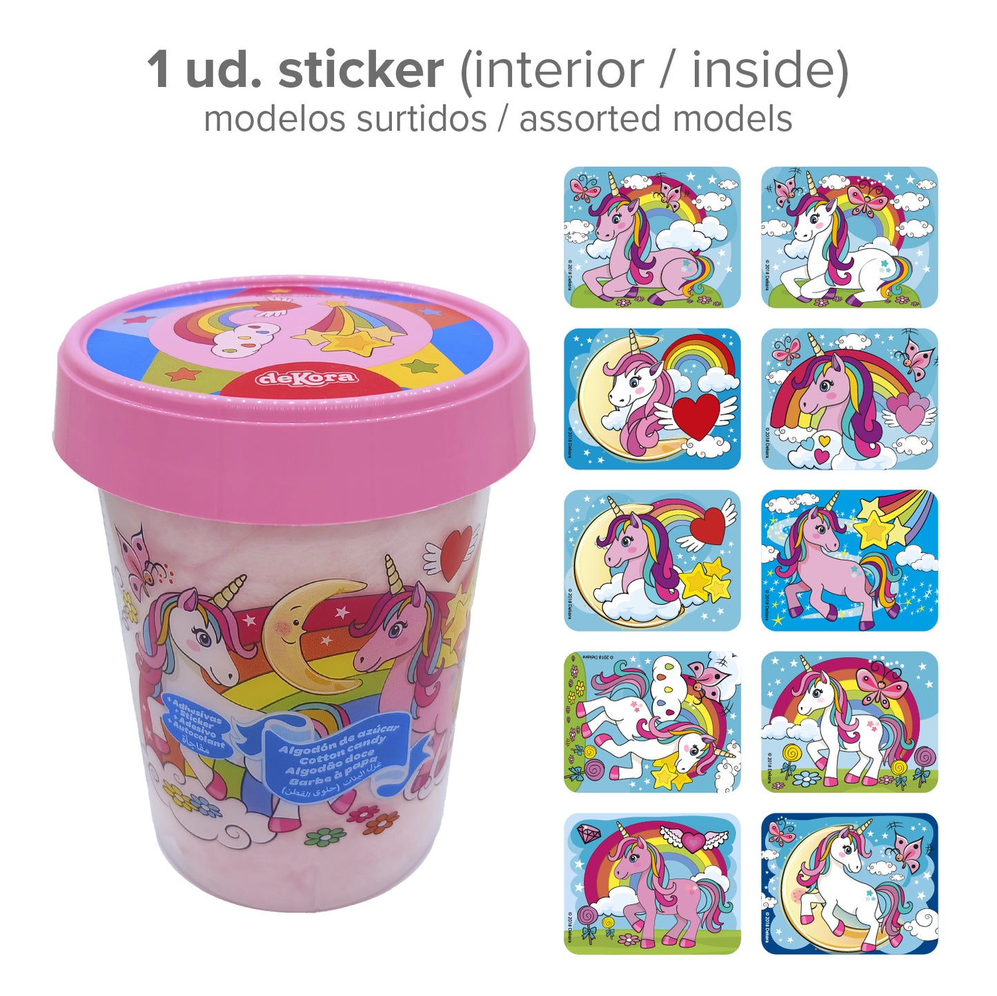 ALGODÓN DE AZÚCAR UNICORNIO CON STICKER 30GR