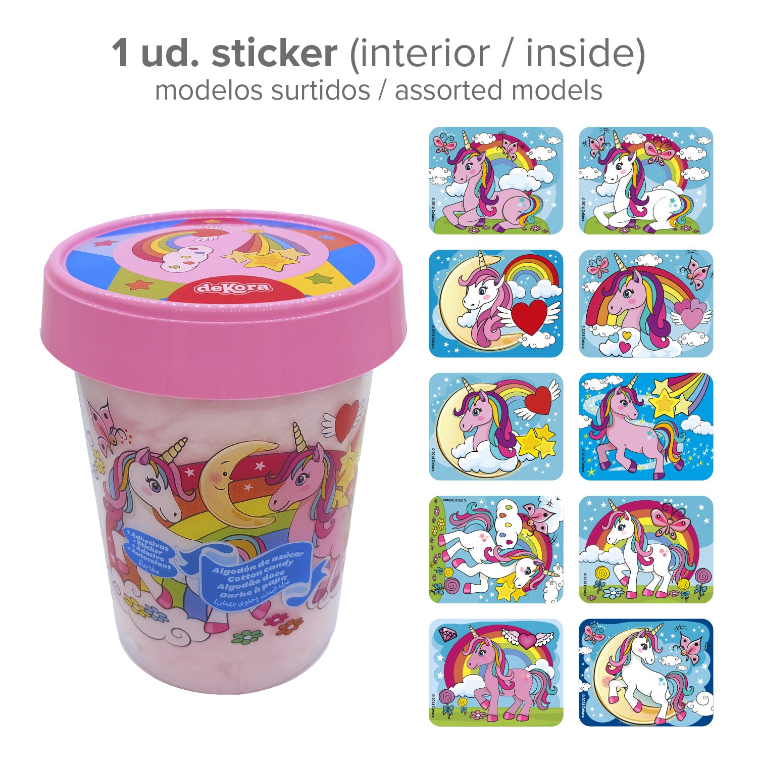 ALGODÓN DE AZÚCAR UNICORNIO CON STICKER 30GR