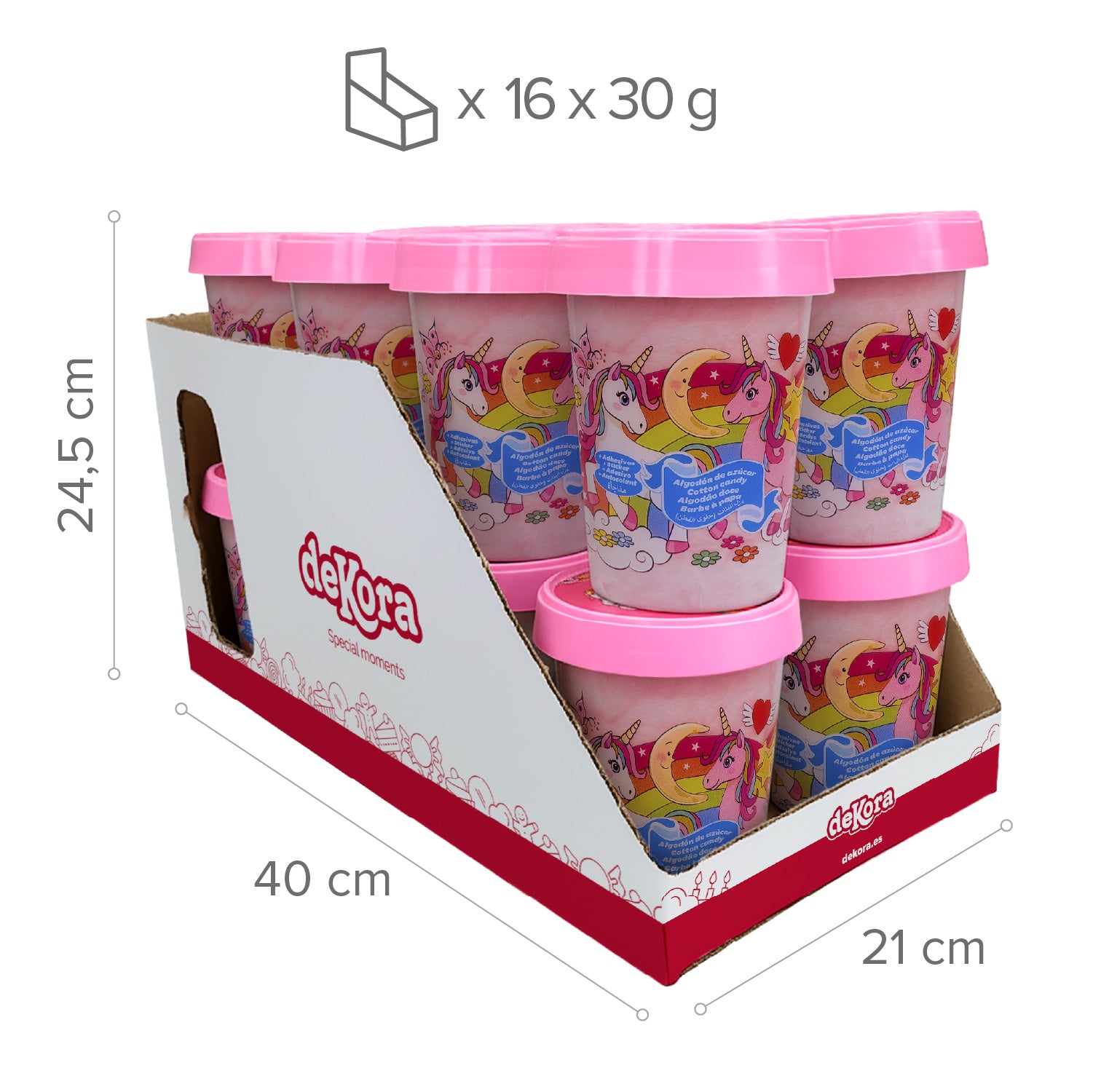 ALGODÓN DE AZÚCAR UNICORNIO CON STICKER 30GR